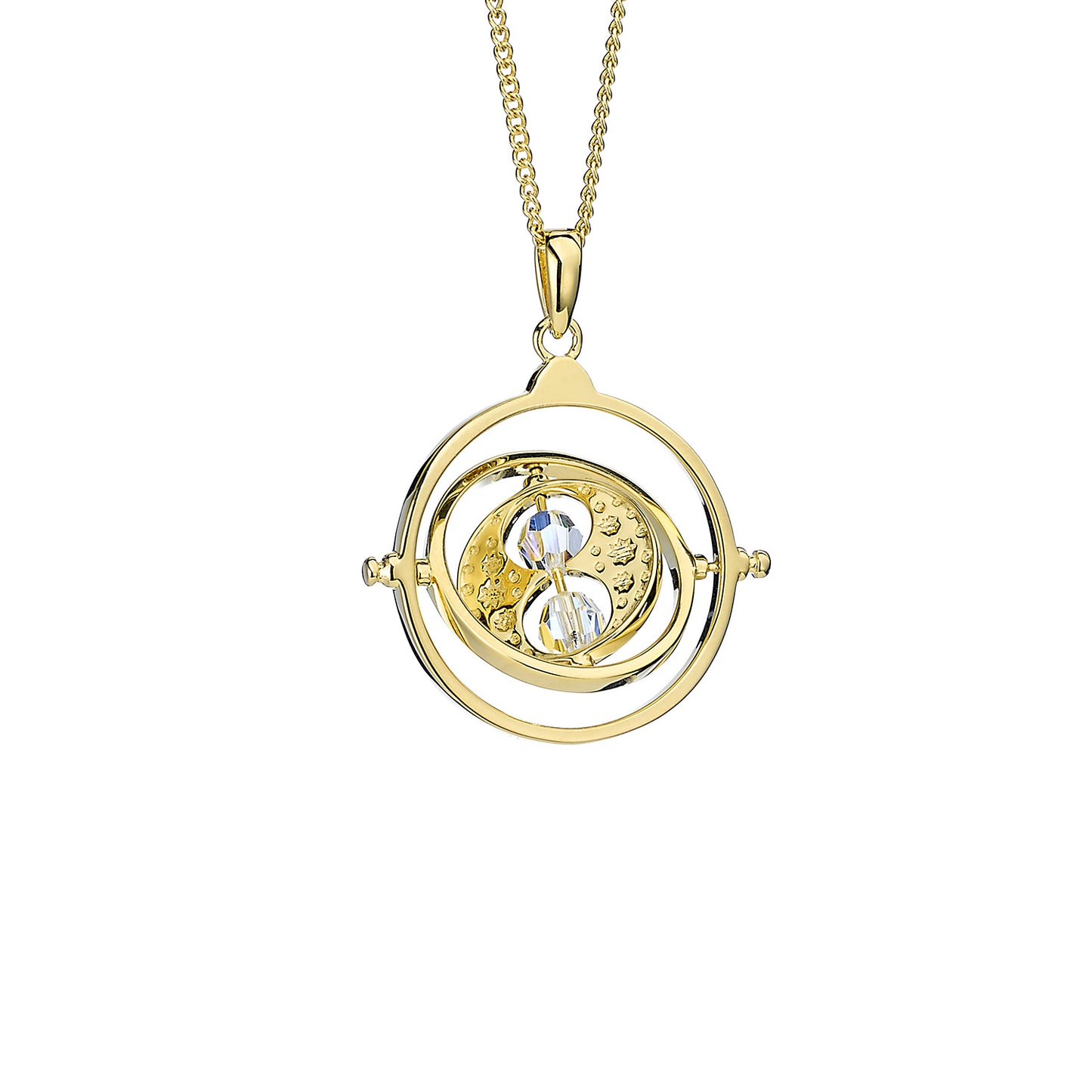 Harry Potter Time Turner Necklace Embellished with Crystals - Gold Plated Sterling Silver