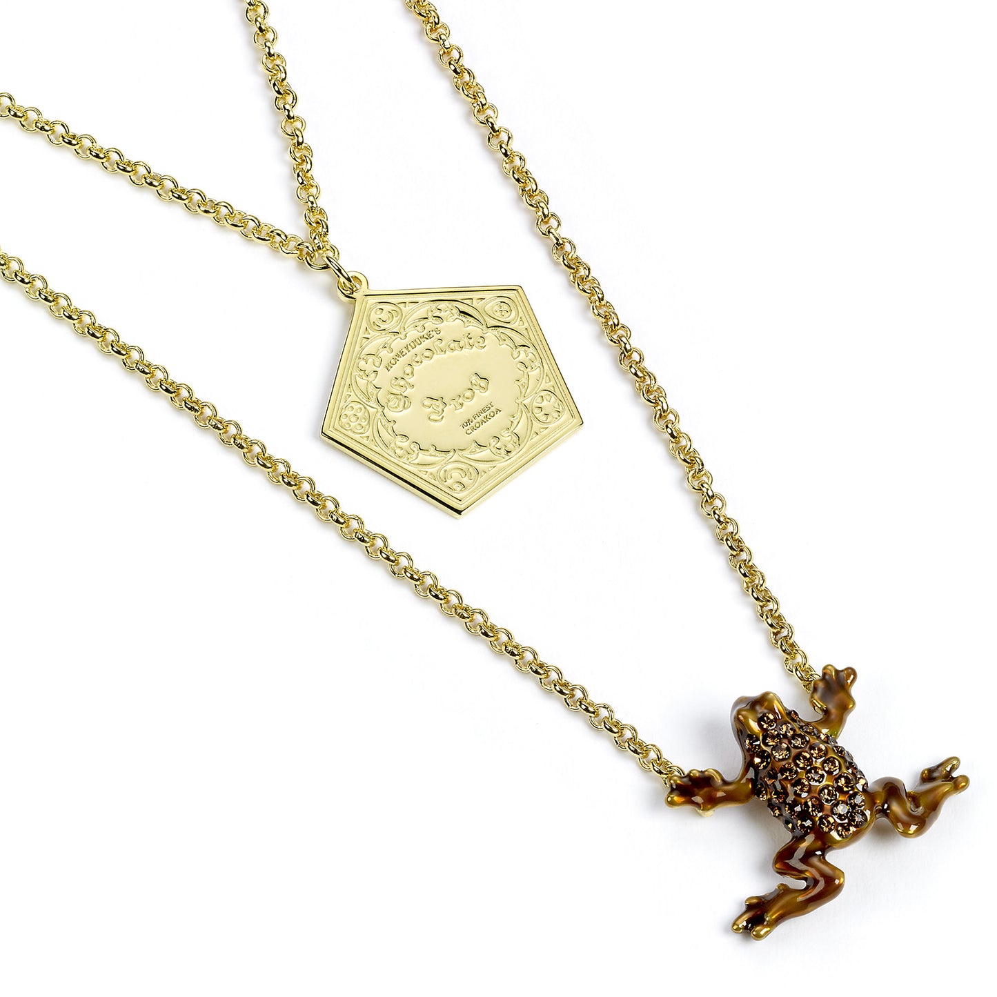 Harry Potter Sterling Silver Chocolate Frog Necklace with Crystal Elements