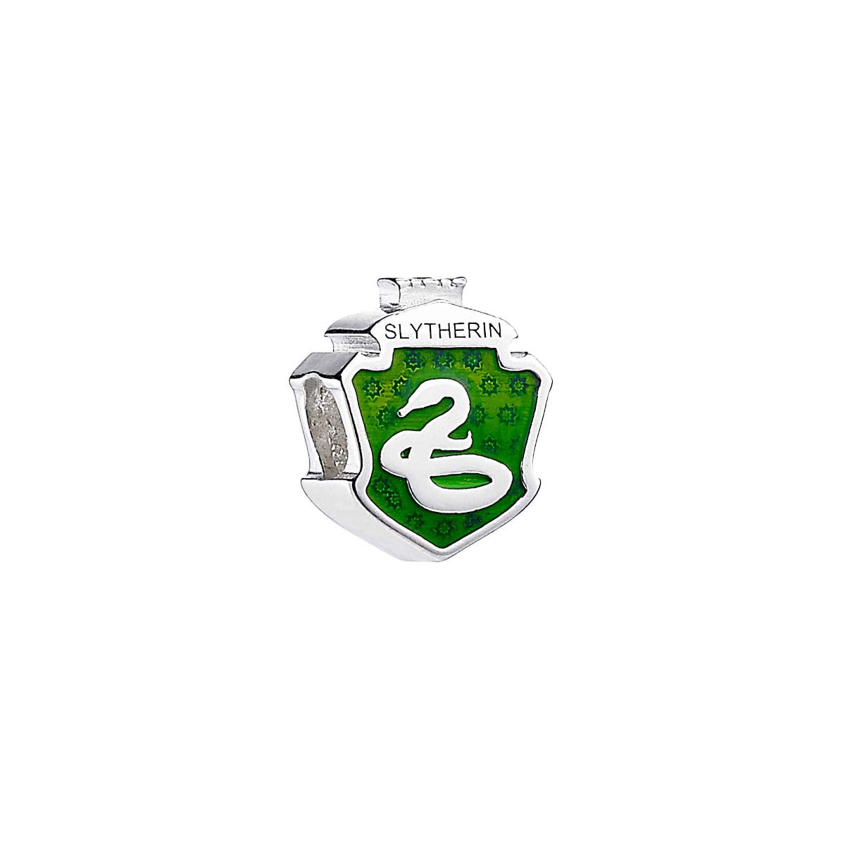 Harry Potter Sterling Silver Slytherin House Shield Spacer Bead - Sterling Silver