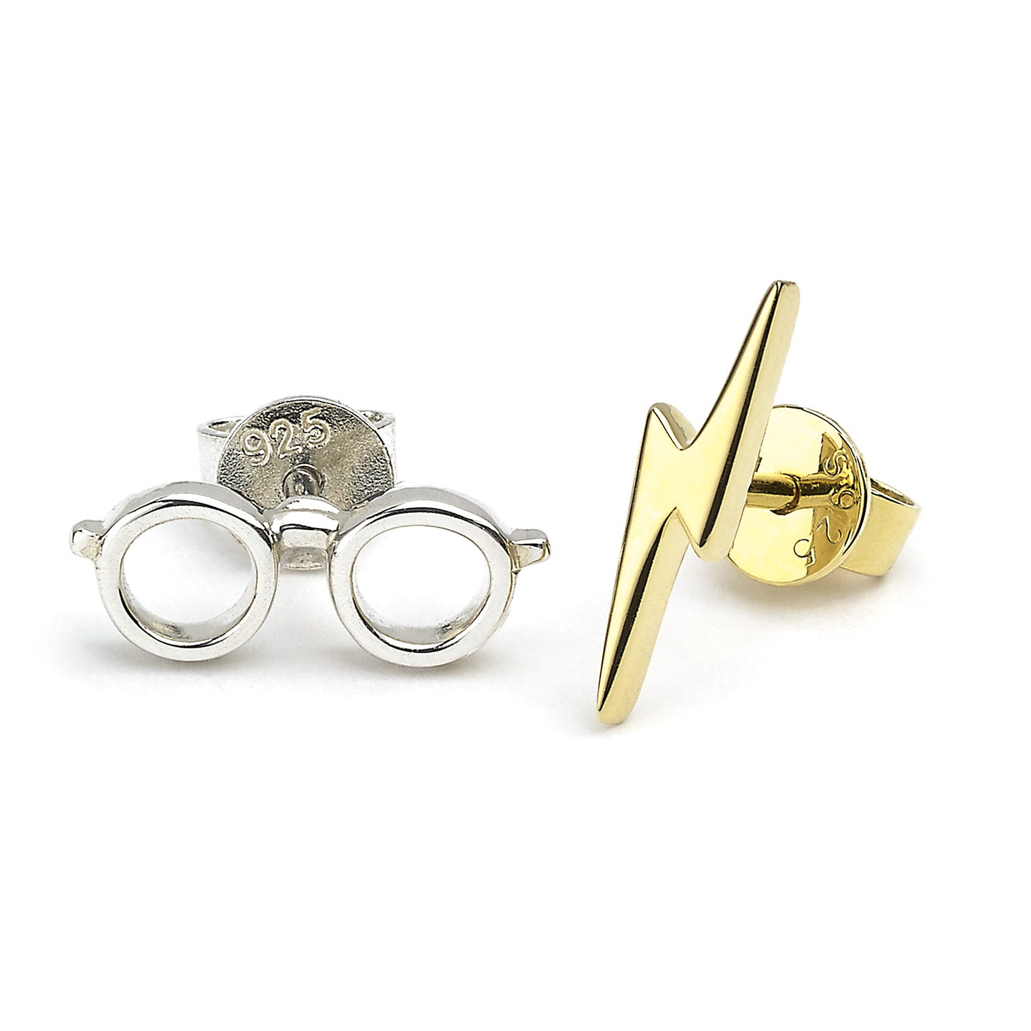 Harry Potter Lightning Bolt Scar and Glasses Stud Earrings - Sterling Silver