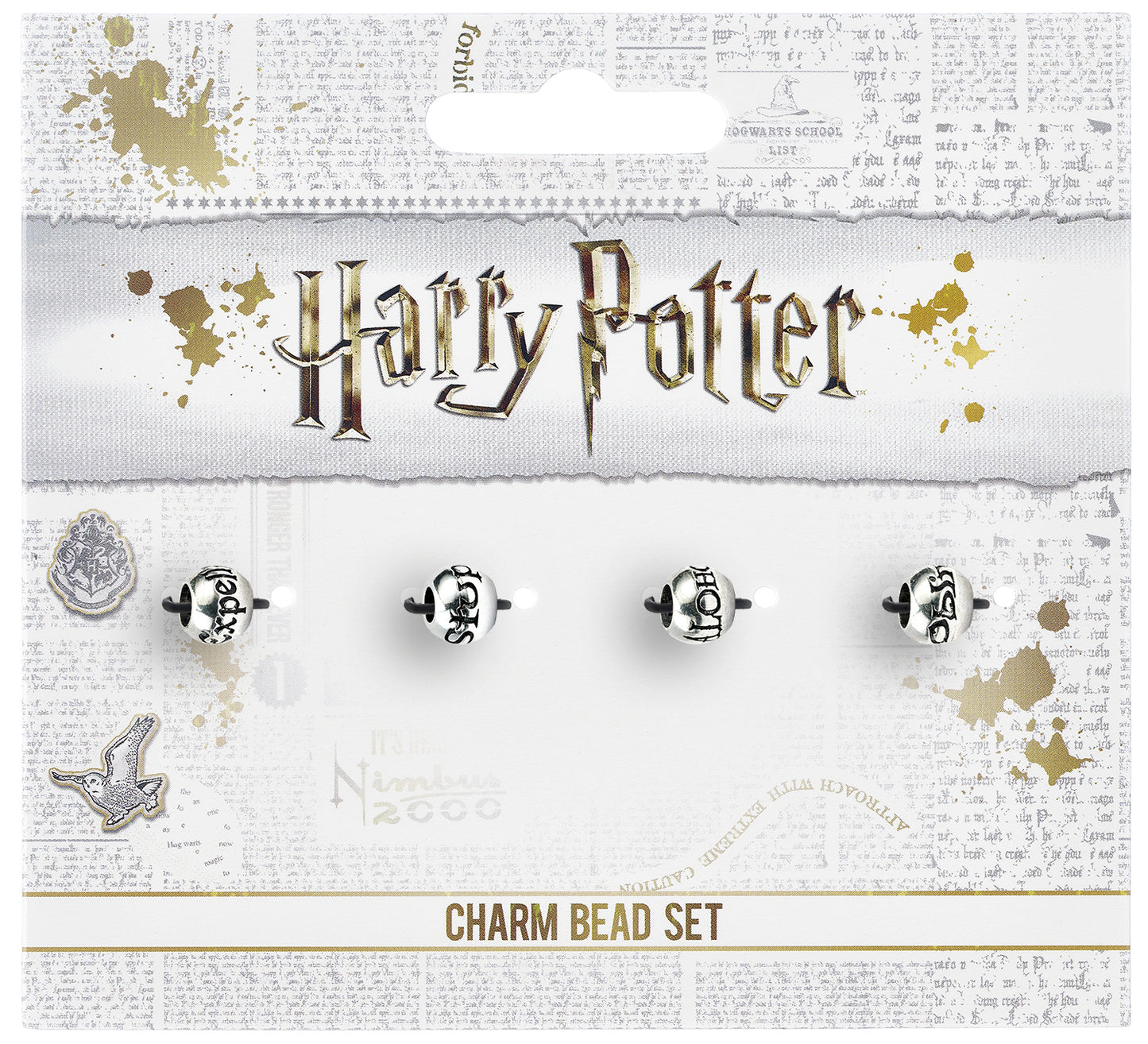 Harry Potter Charm Bead Set of 4 Spell Beads - Silver