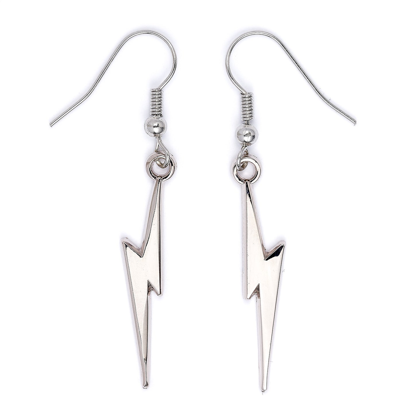Harry Potter Lightning Bolt Drop Earrings - Silver