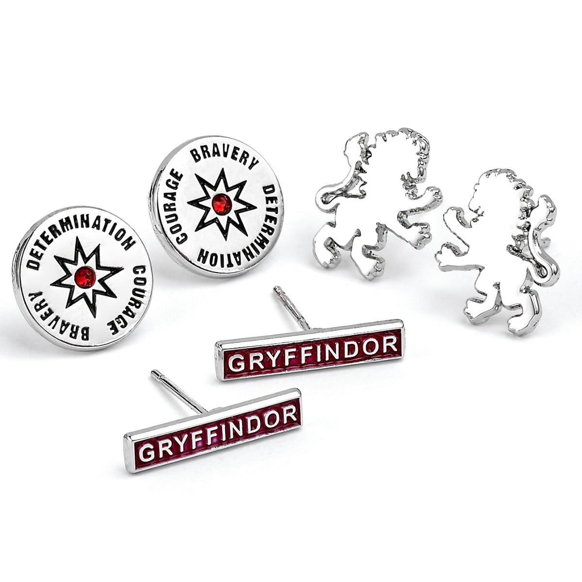 Kellica Harry Potter Gryffindor Set of 3 Stud Earrings