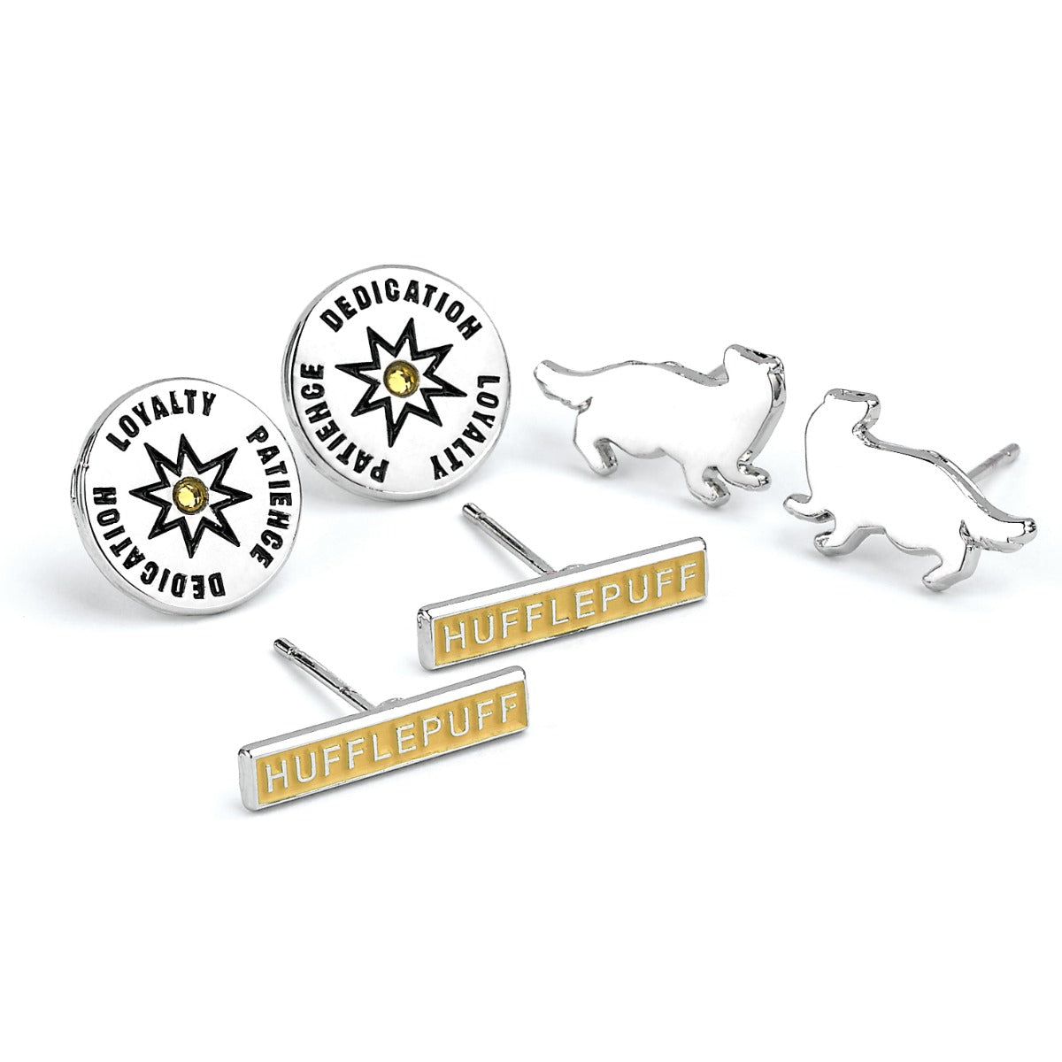 Kellica Harry Potter Hufflepuff Set of 3 Stud Earrings