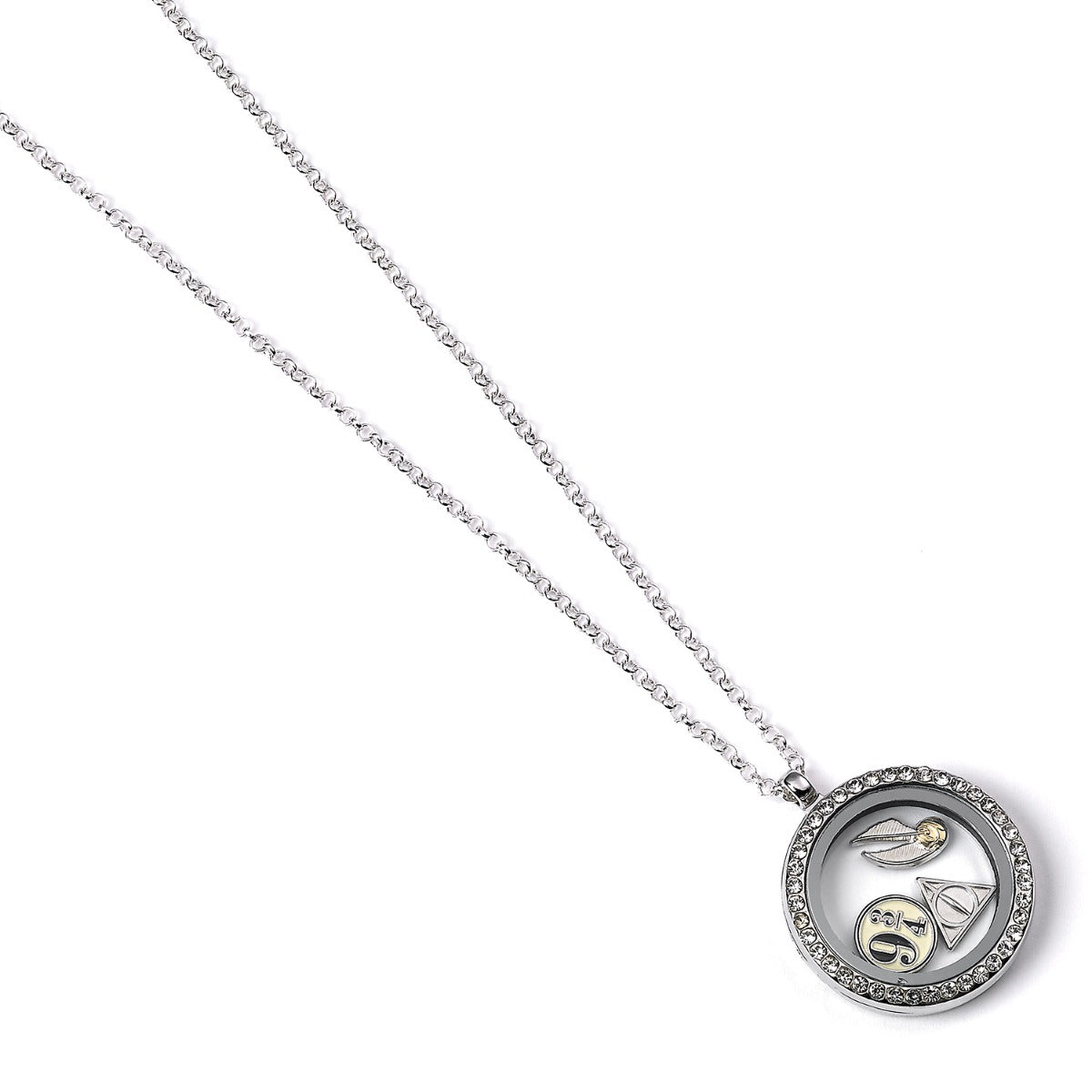 Harry Potter Floating Charm Locket Necklace with 3 charms - Silver