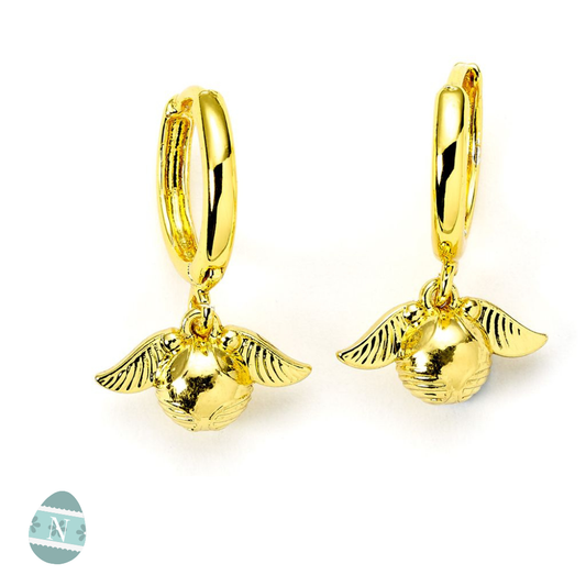 Harry Potter Golden Snitch Gold Tone Huggy Earrings - Gold