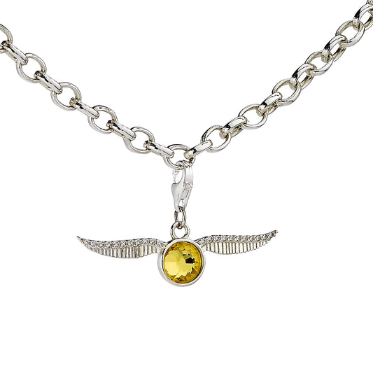 Harry Potter Sterling Silver Golden Snitch Clip Charm with Crystal Elements