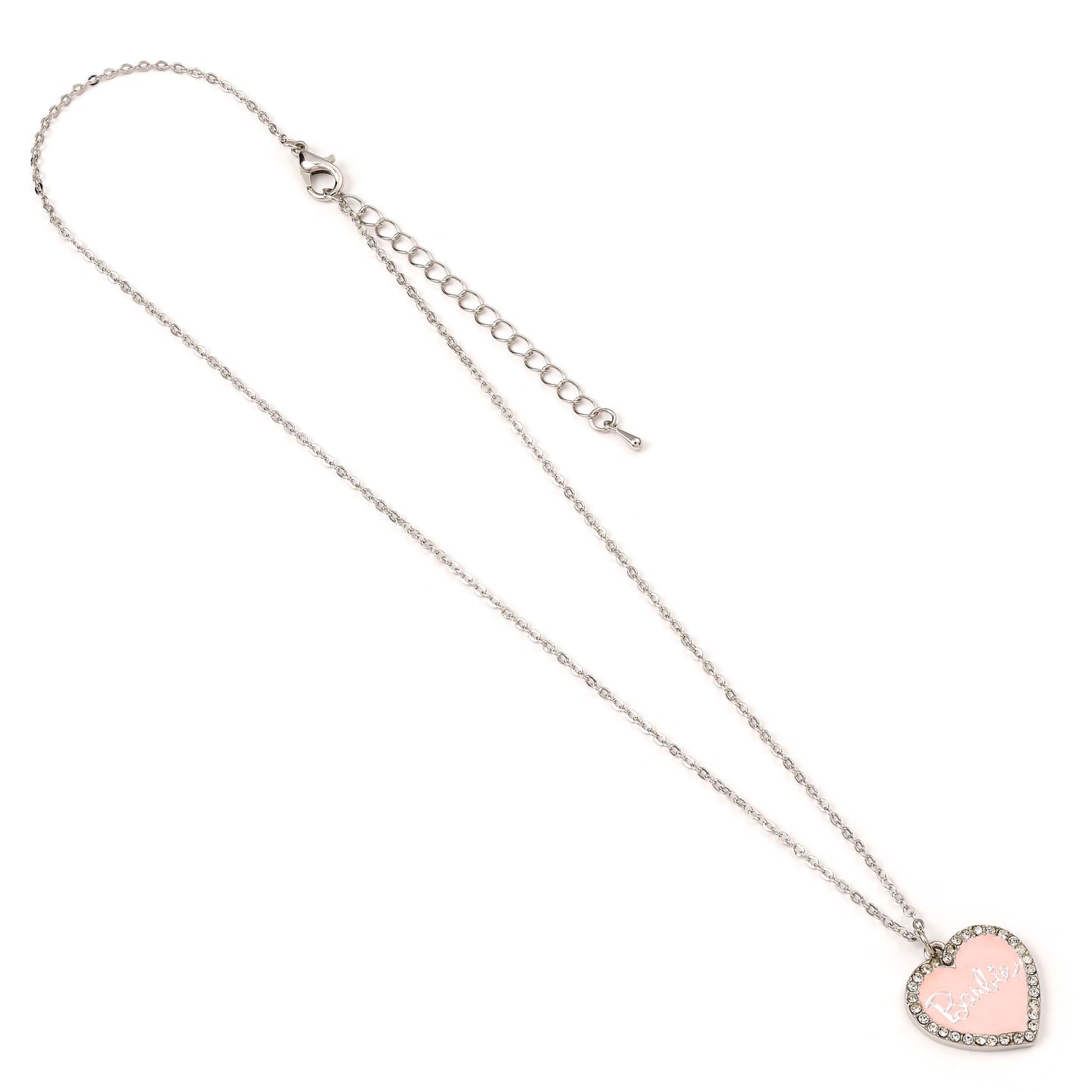 Barbie Pink Enamel Heart Pendant Necklace with Crystals