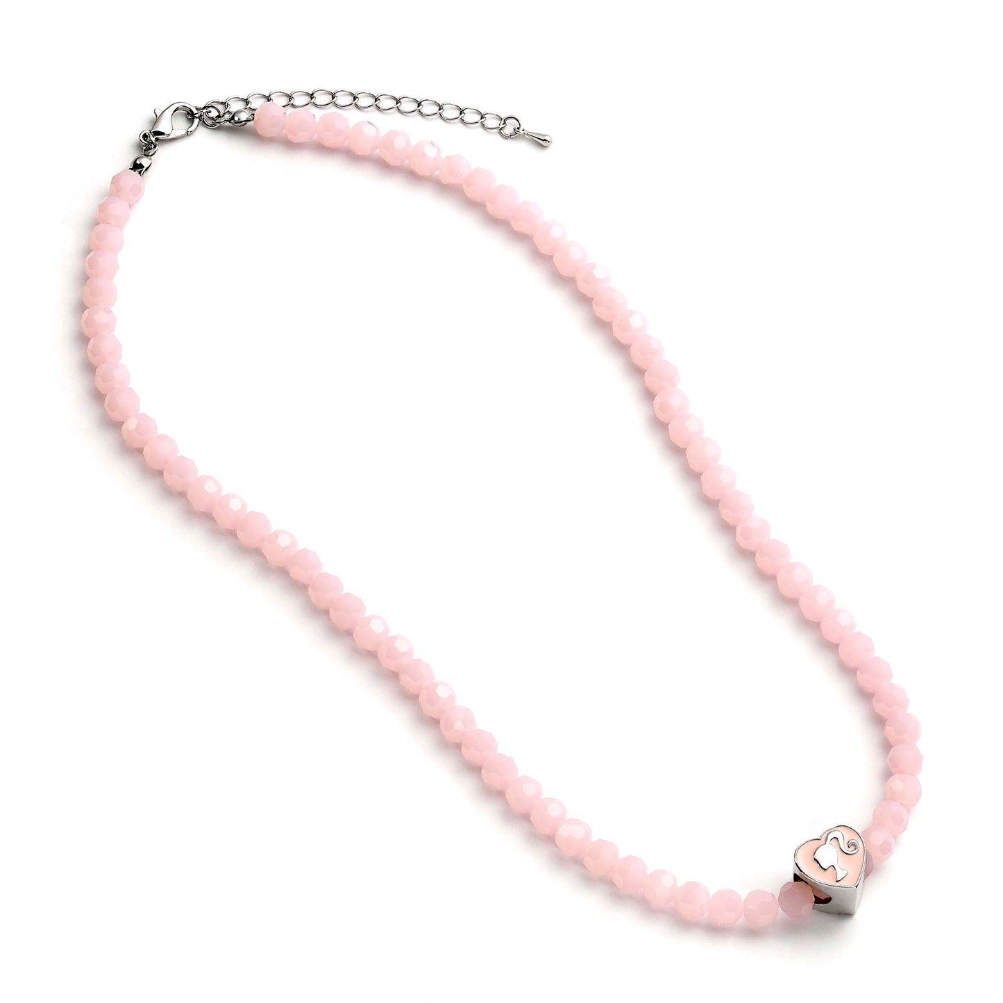 Barbie Pink Beaded Necklace with Heart Shaped Silhouette Charm
