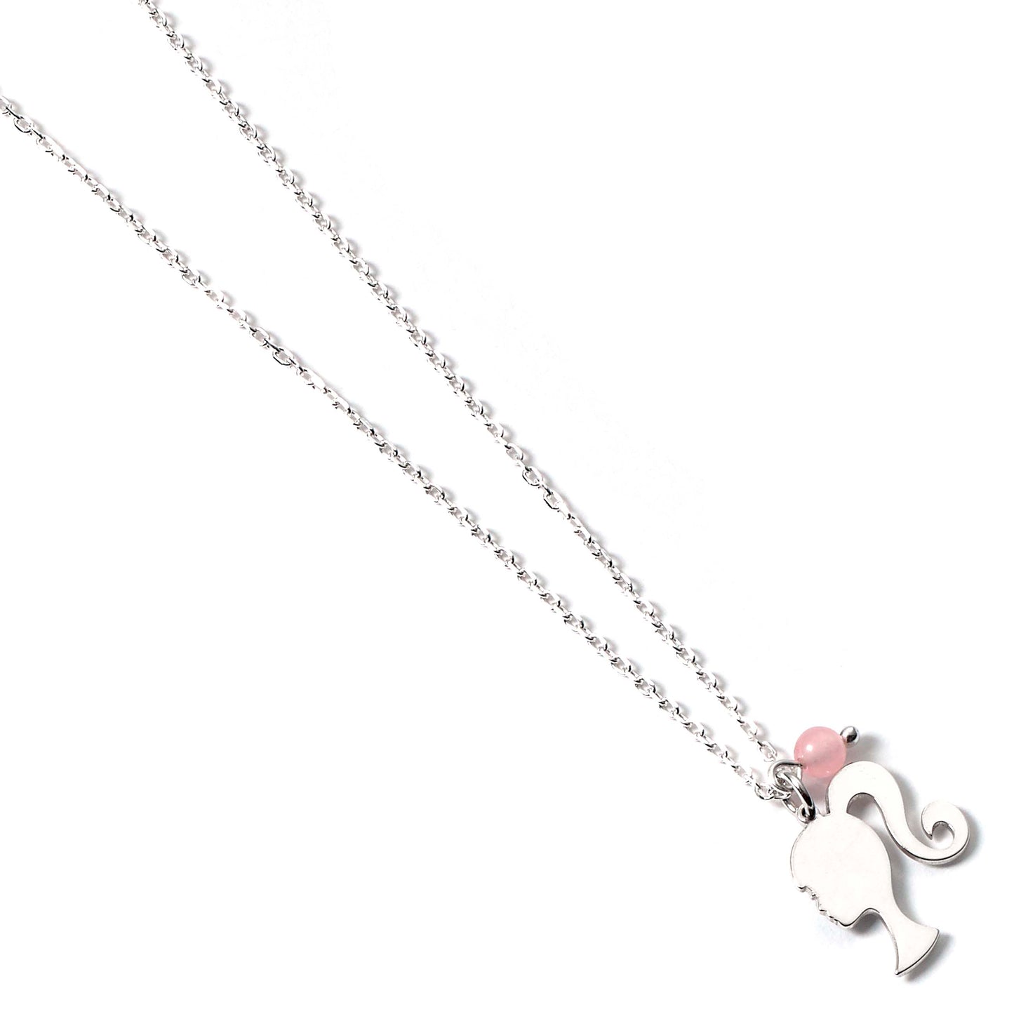 Barbie™️ Sterling Silver Silhouette & Quartz Bead Charm Necklace