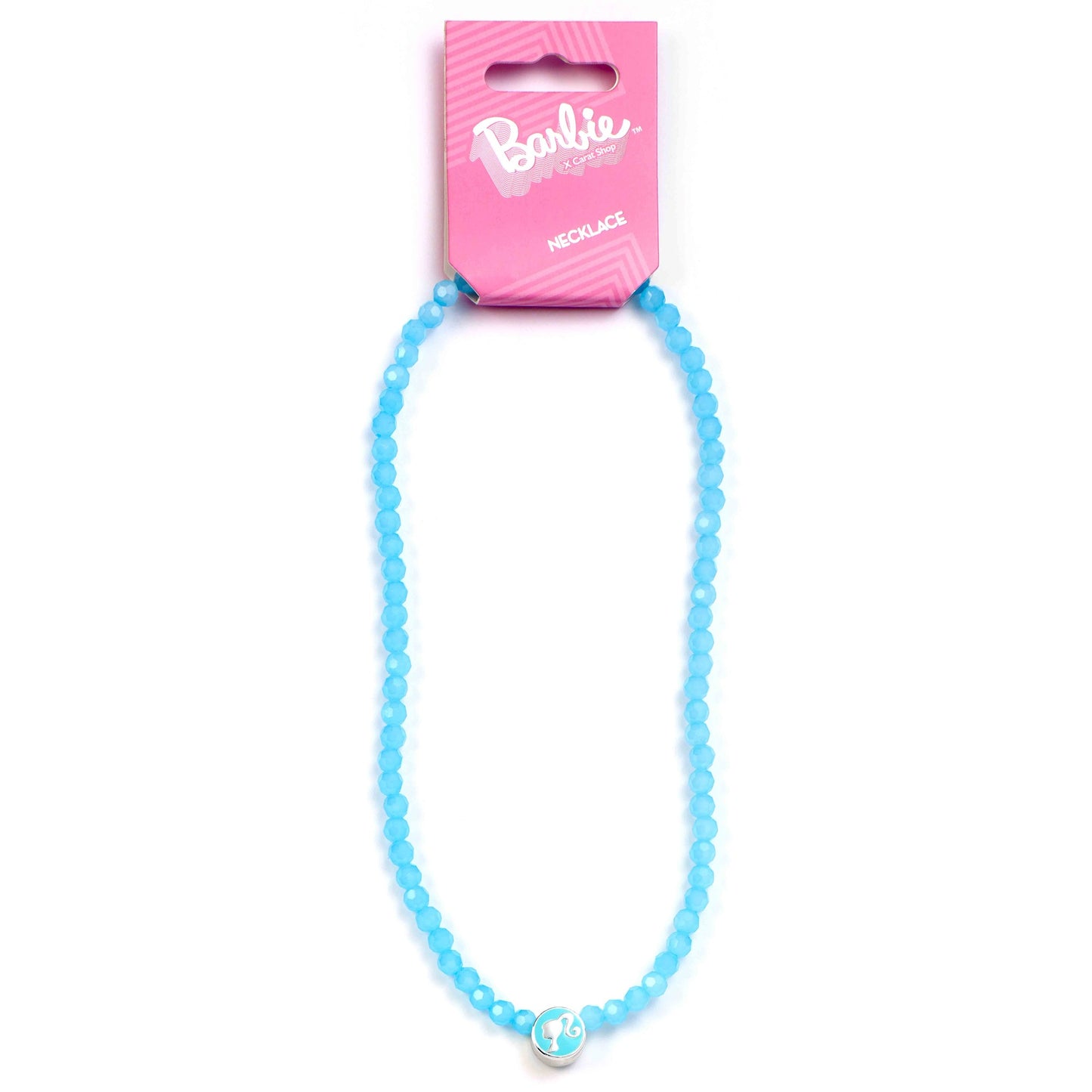 Barbie™️ Blue Bead Necklace with Barbie Silhouette Charm