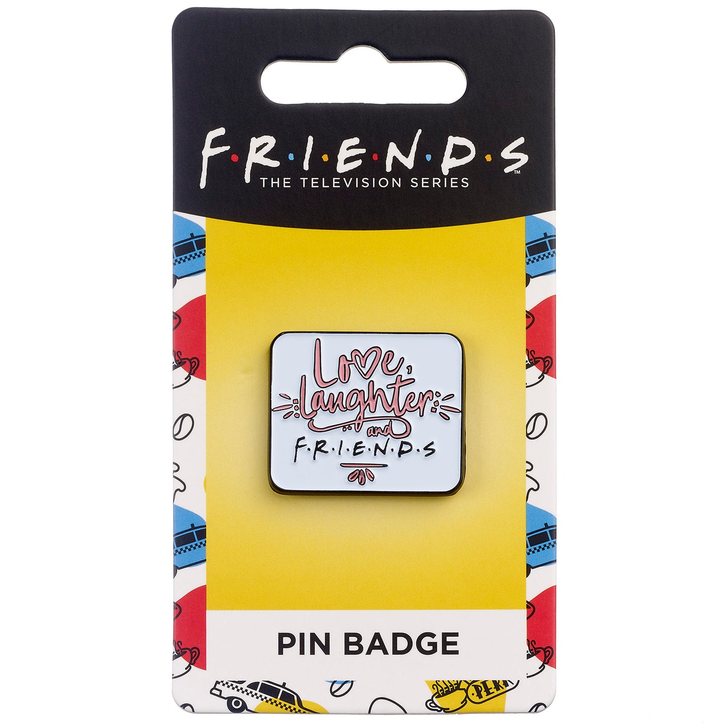 Friends the TV Series Love, Laughter and Friends Pin Badge - White