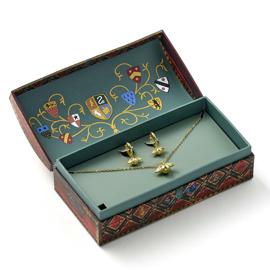 Harry Potter Quidditch Gift Box with cute Golden Snitch Necklace & Earrings