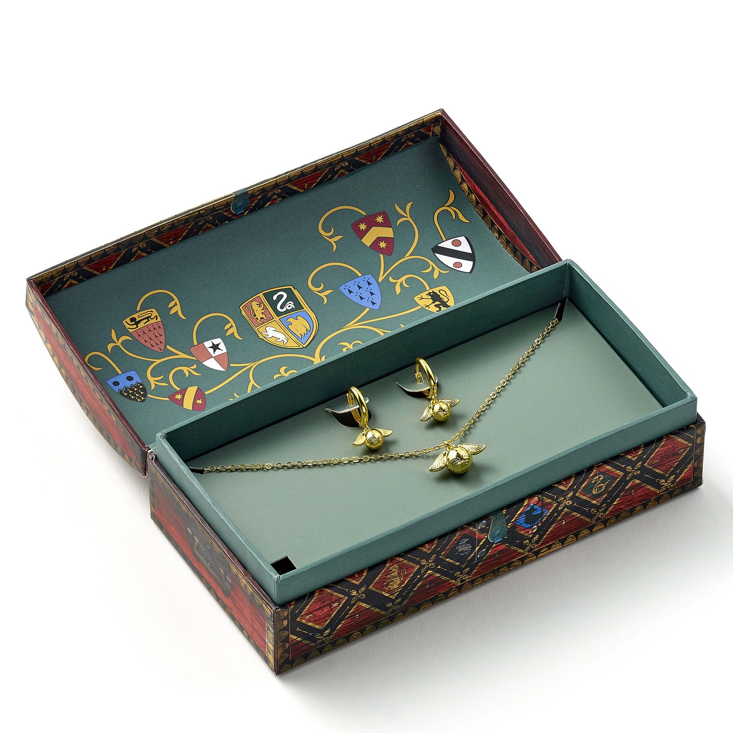 Harry Potter Quidditch Gift Box with cute Golden Snitch Necklace & Earrings