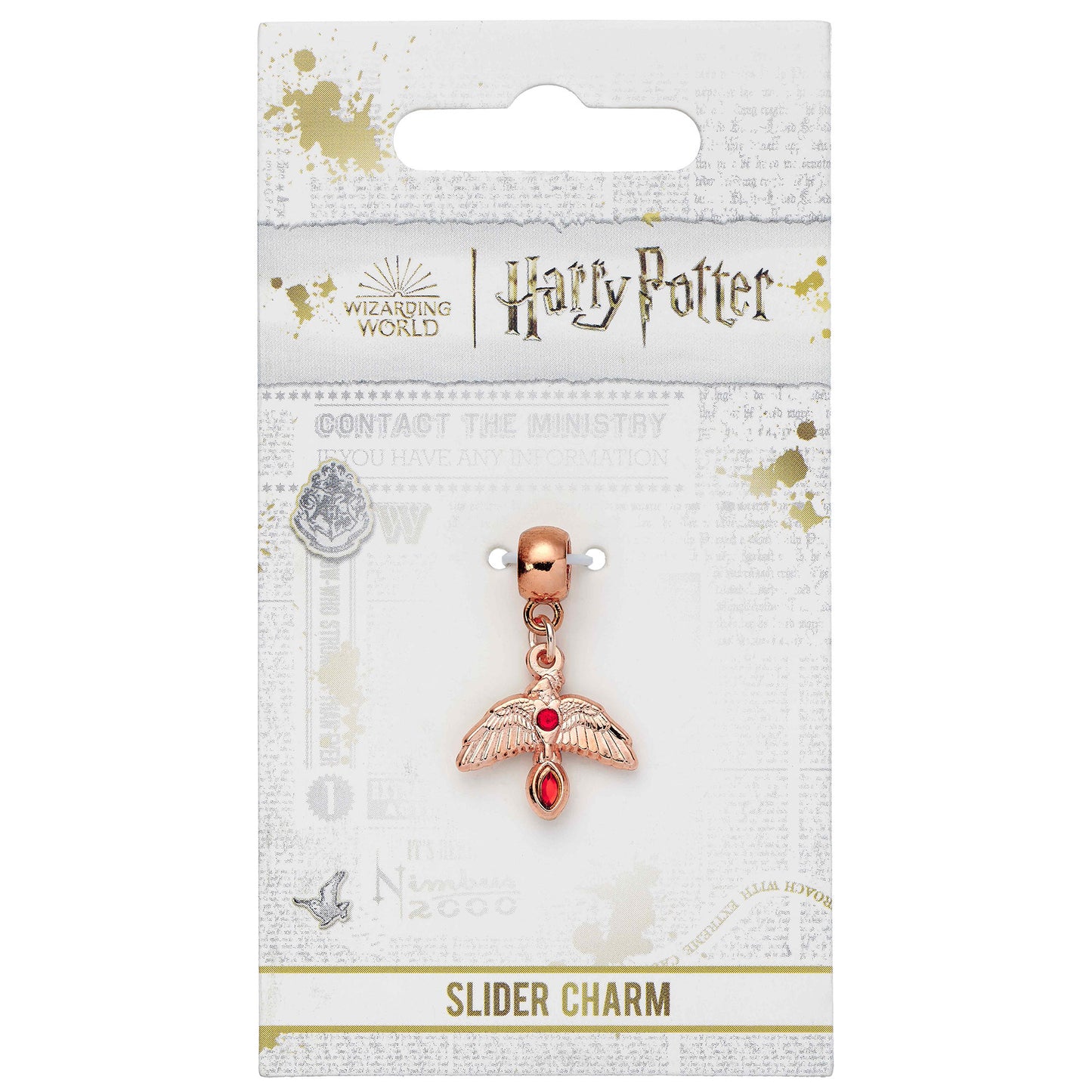Harry Potter Fawkes Rose Gold Plated Slider Charm - Rose Gold