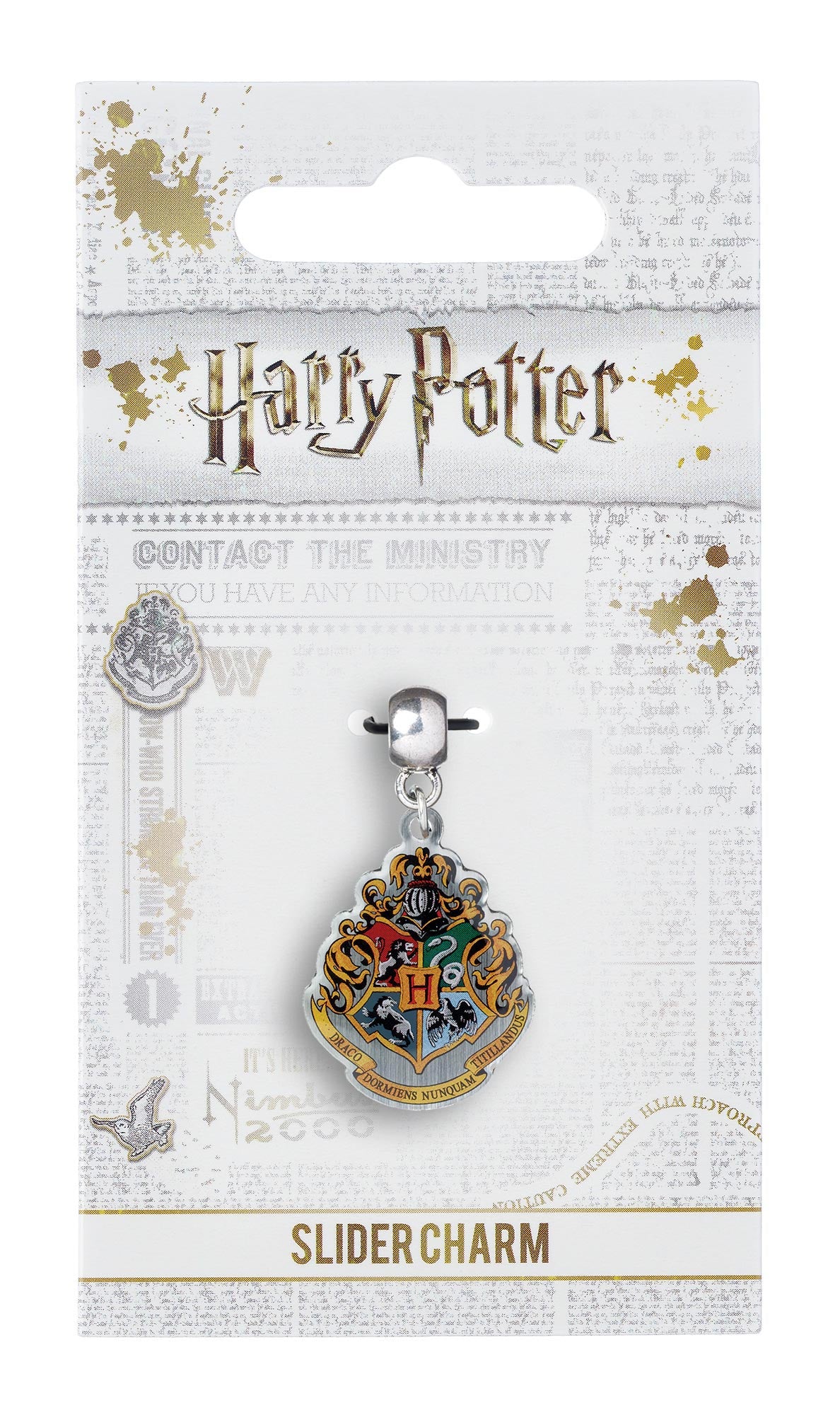 Harry Potter  Hogwarts Crest Slider Charm - Silver