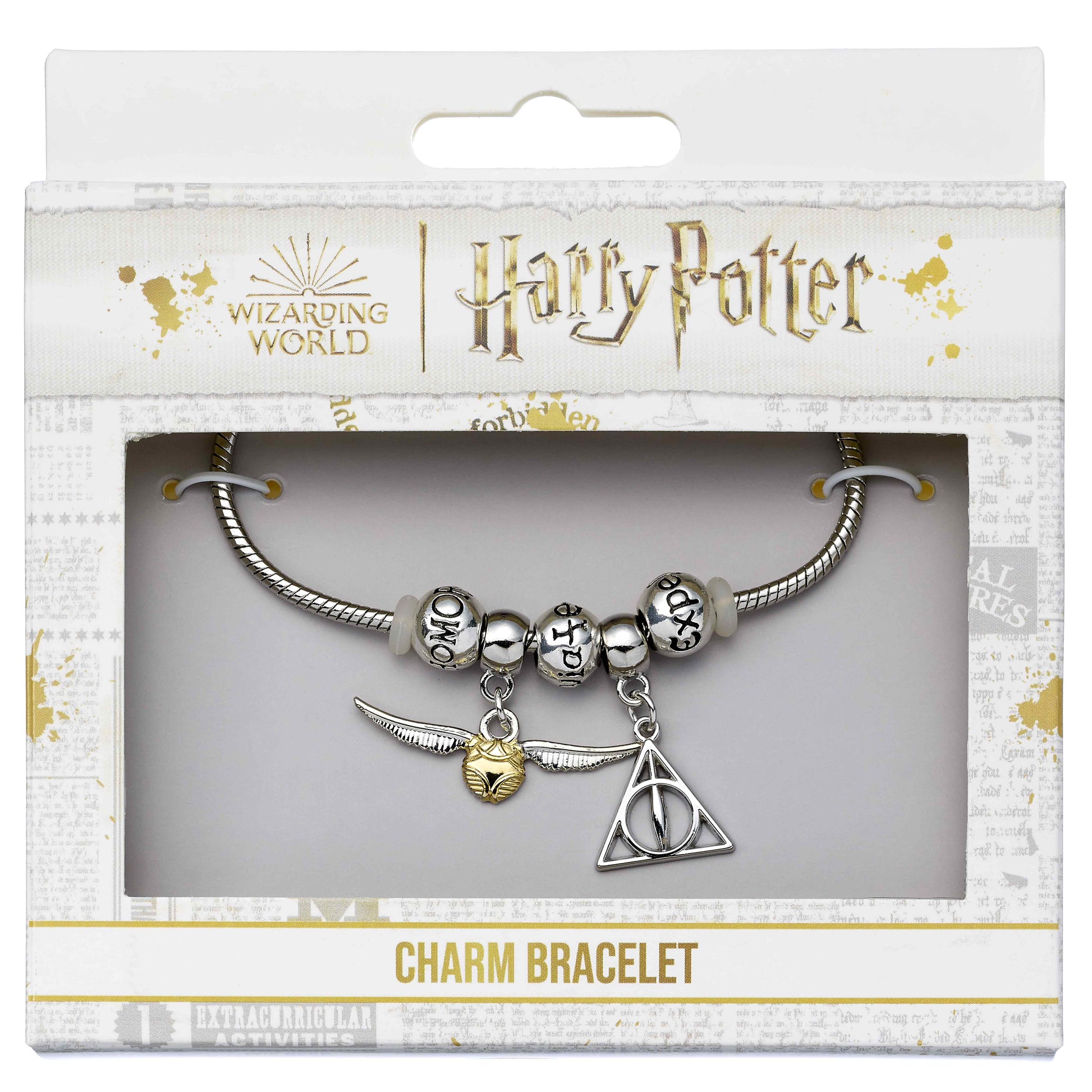 Harry Potter Charm Bracelet Set Deathly Hallows, Golden Snitch
