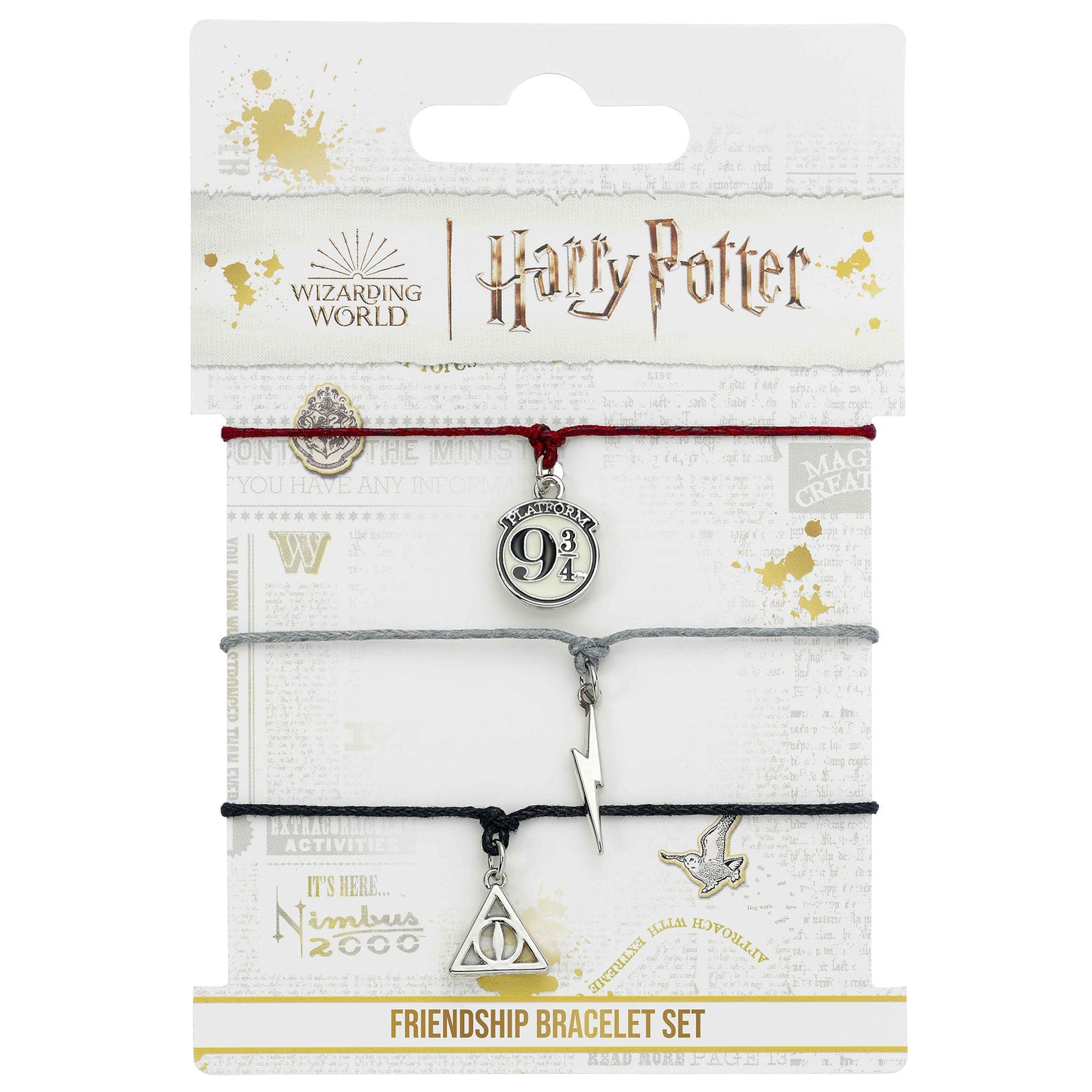 Harry Potter Platform 9 3/4, Lightning Bolt & Deathly Hallows Friendship Bracelet Set