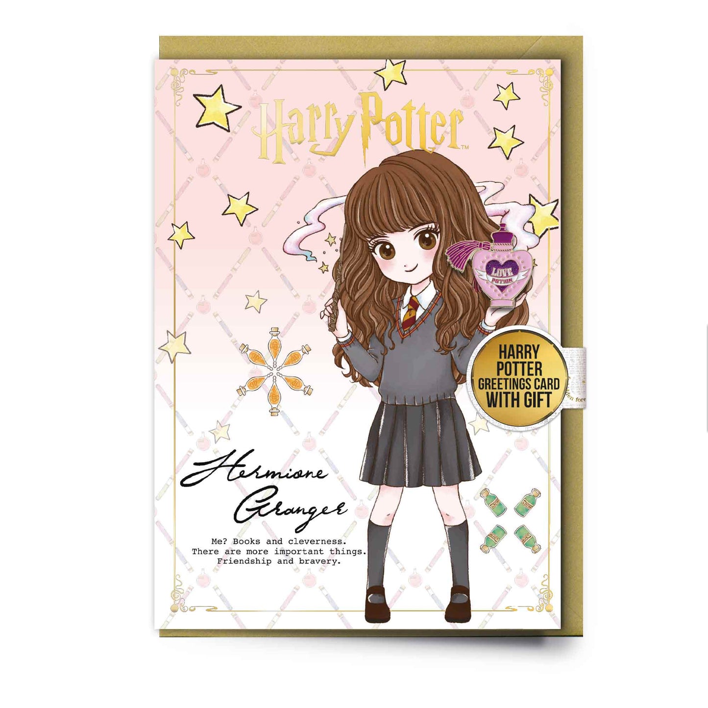 Hermione Character Greetings Card with Pinbadge