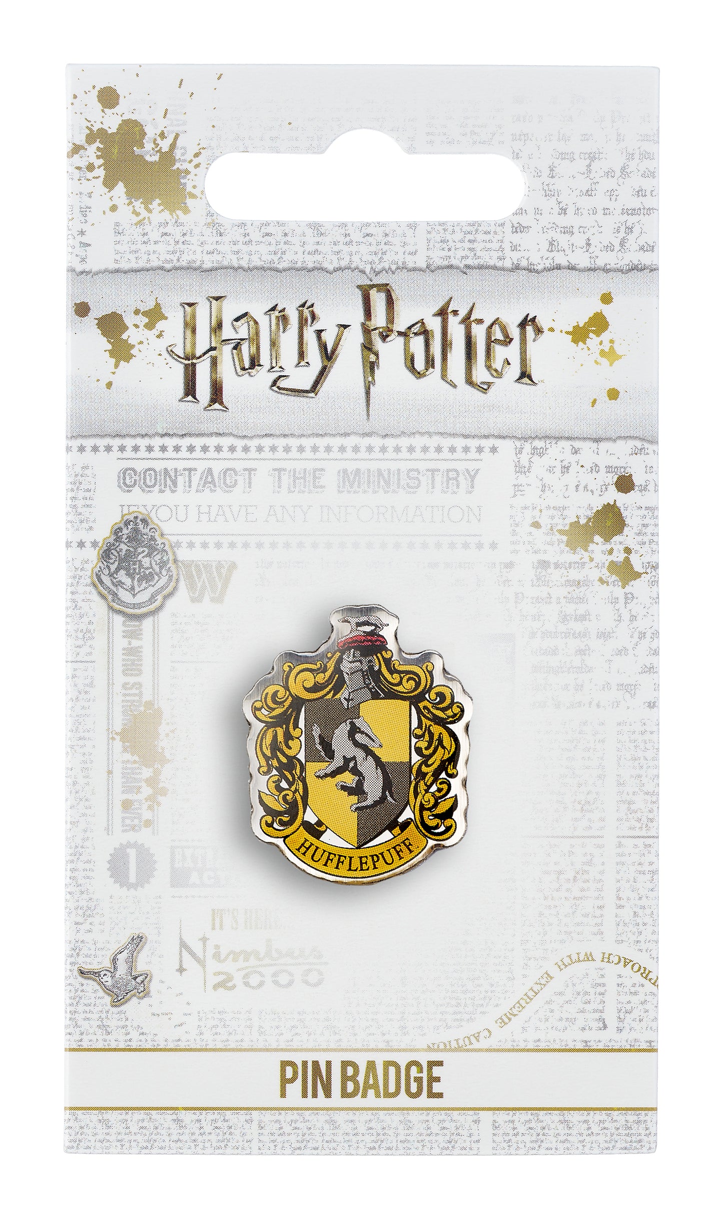 Harry Potter Hufflepuff Crest Pin Badge - Silver