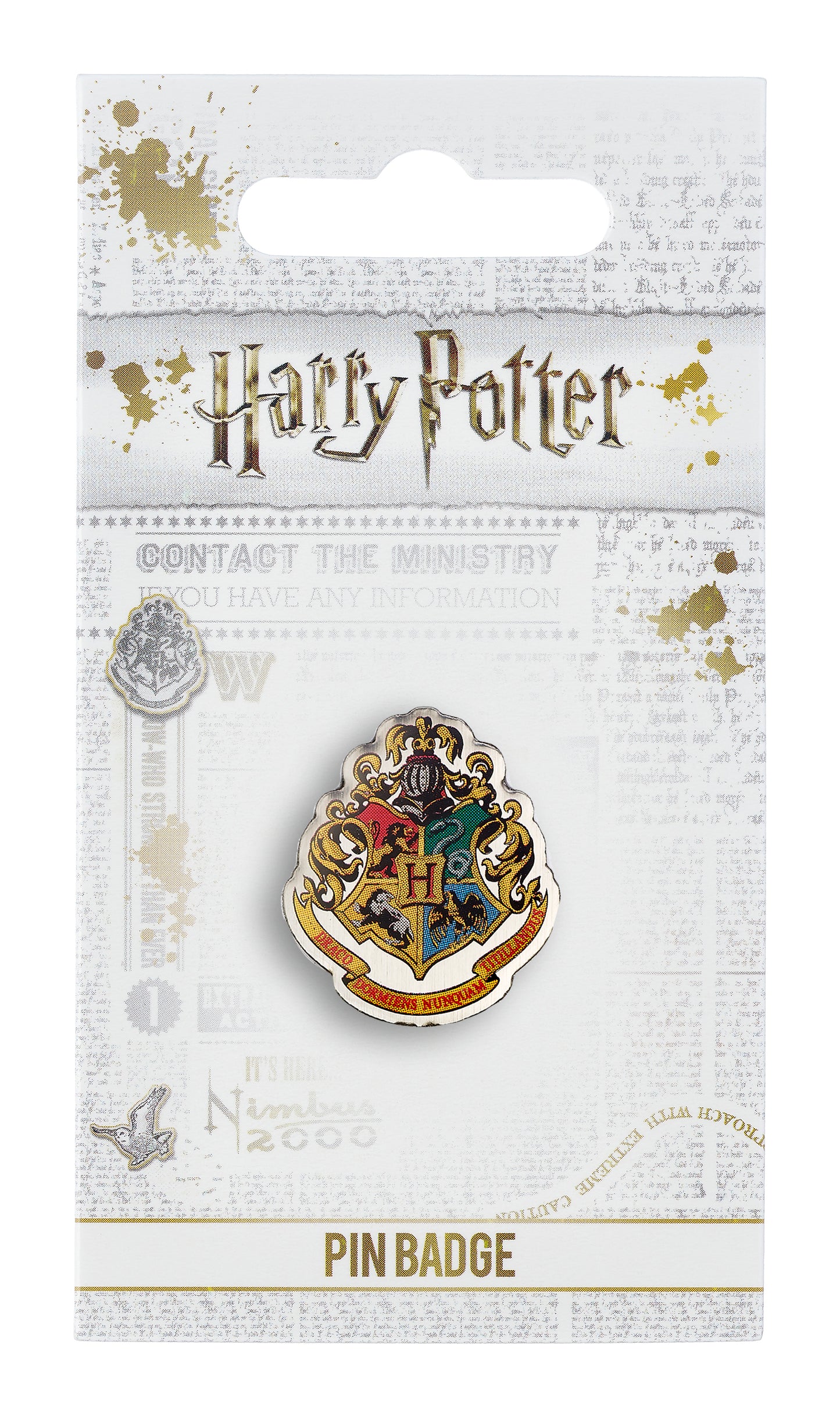 Harry Potter Hogwarts Crest Pin Badge - Silver