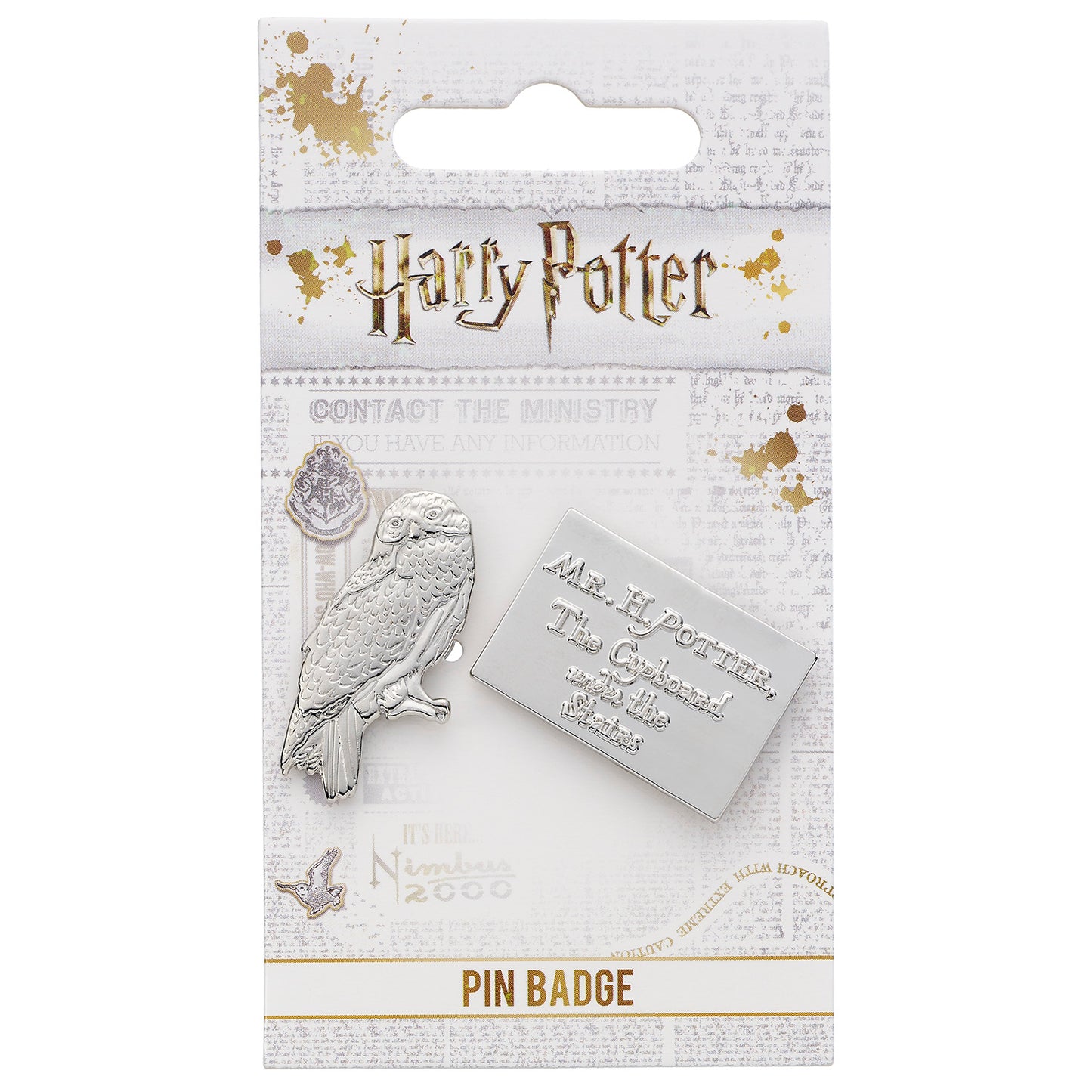 Harry Potter Hedwig the Owl and Acceptance Letter Pin Badge - Silver