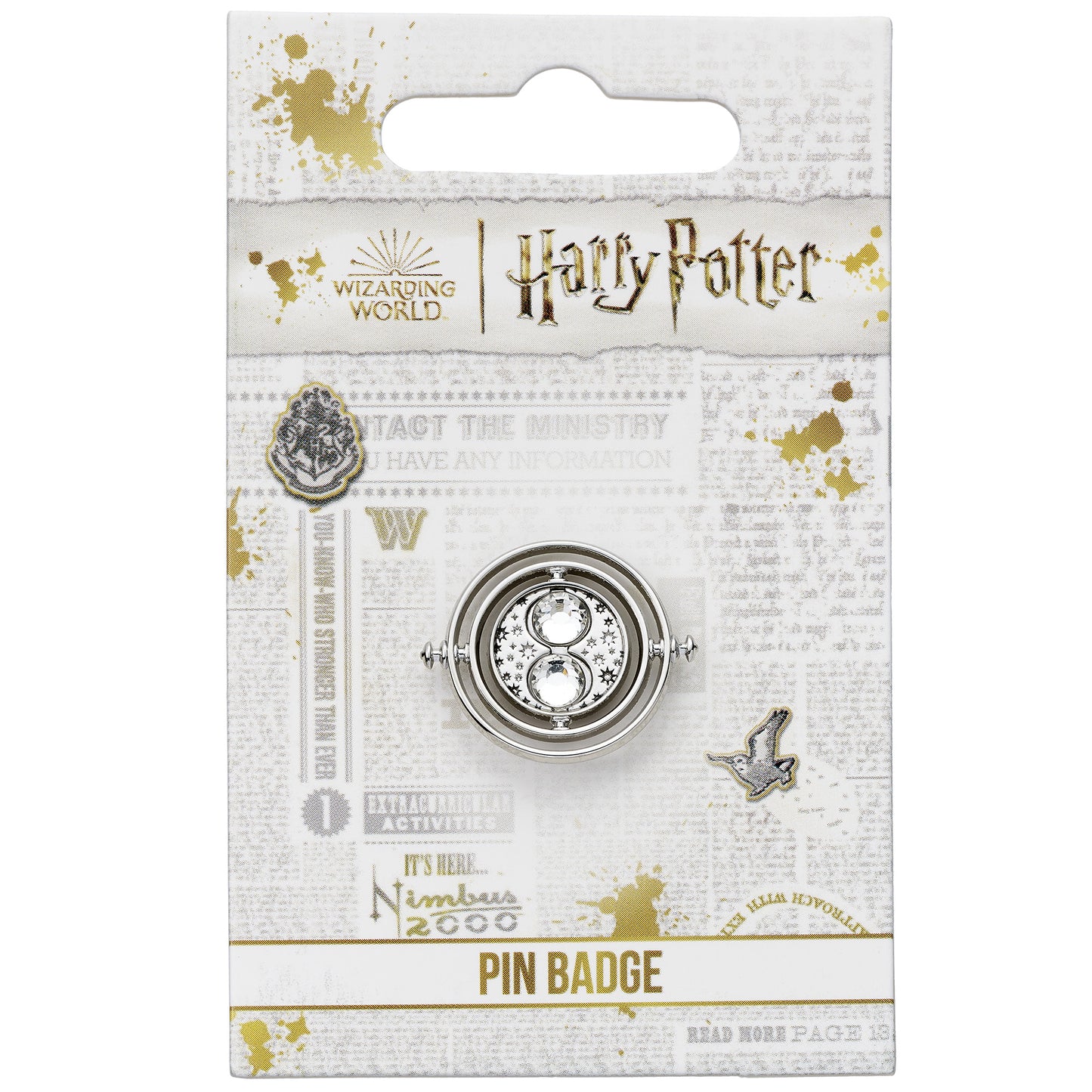 Harry Potter Time Turner Silver Tone Pin Badge - Silver