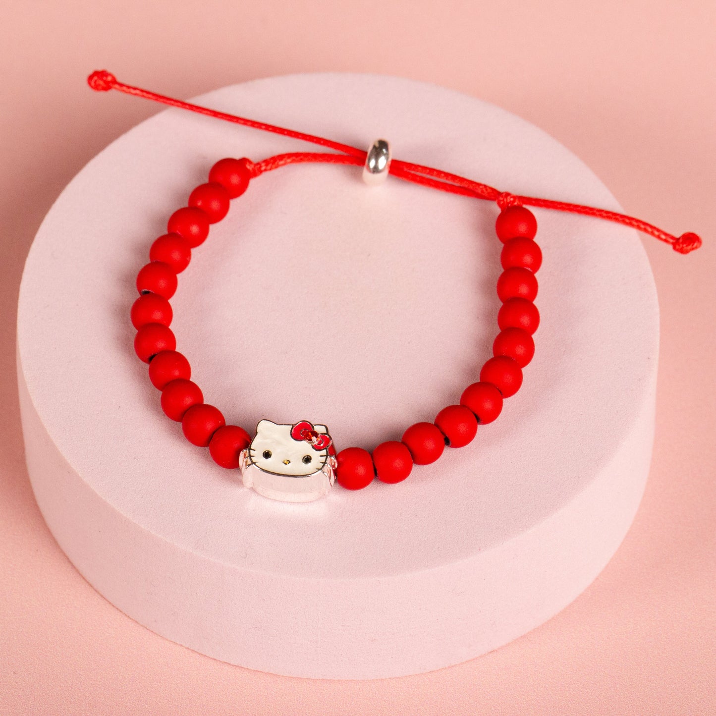 Hello Kitty Red Bead Charm Bracelet with Hello Kitty Charm