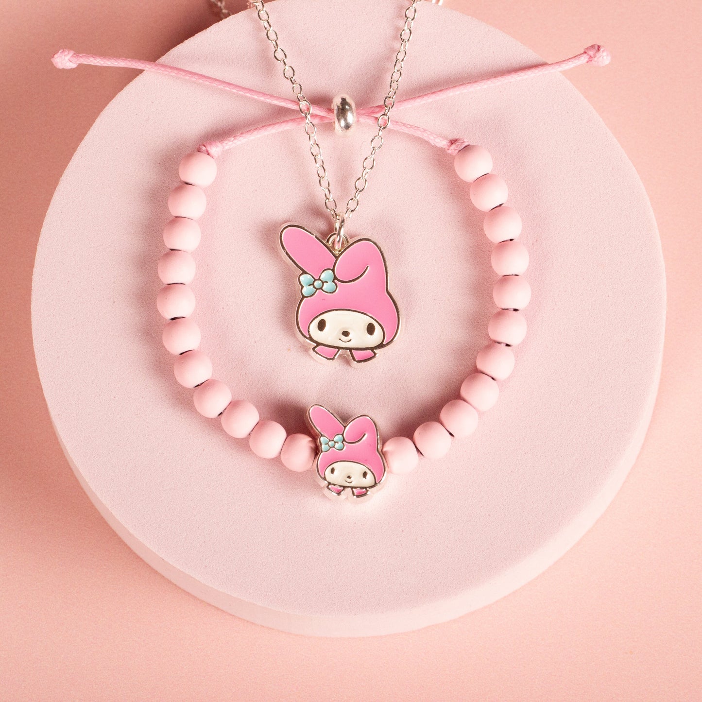 Hello Kitty Pink Beaded Bracelet with My Melody Charm