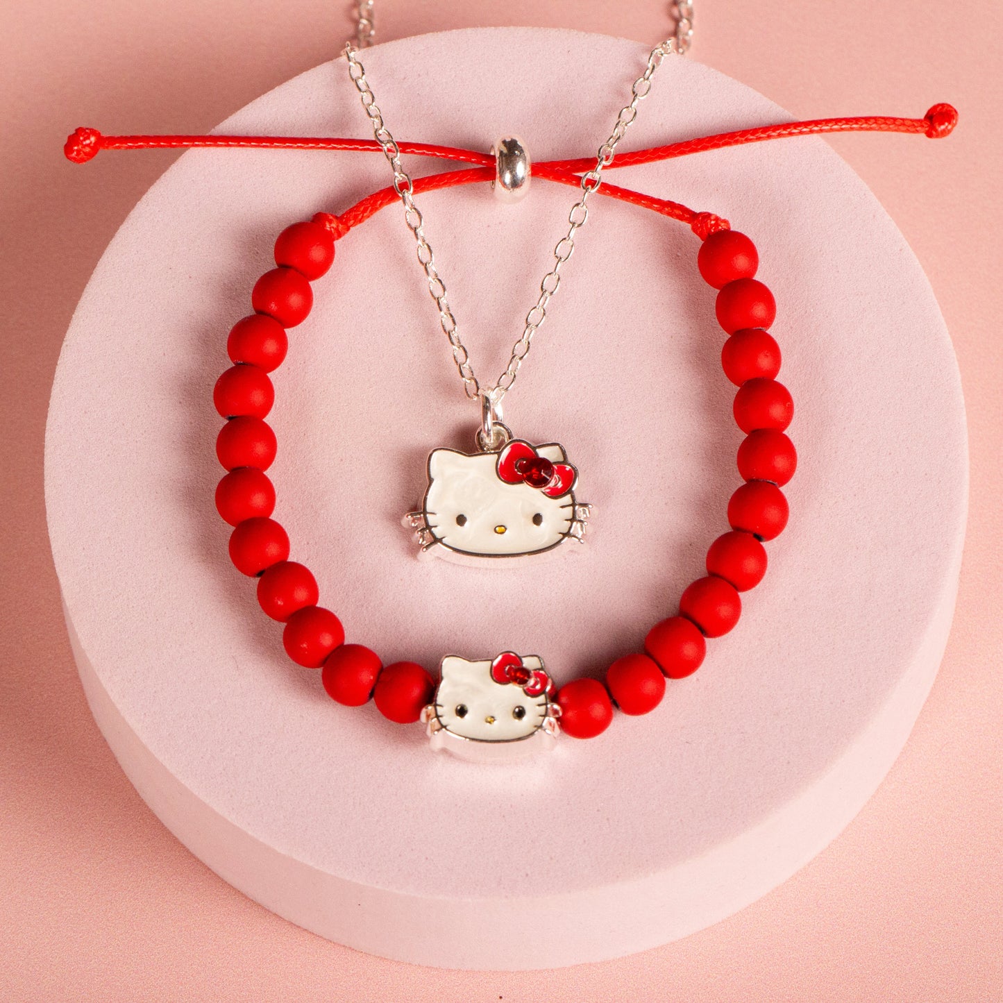 Hello Kitty Red Bead Charm Bracelet with Hello Kitty Charm