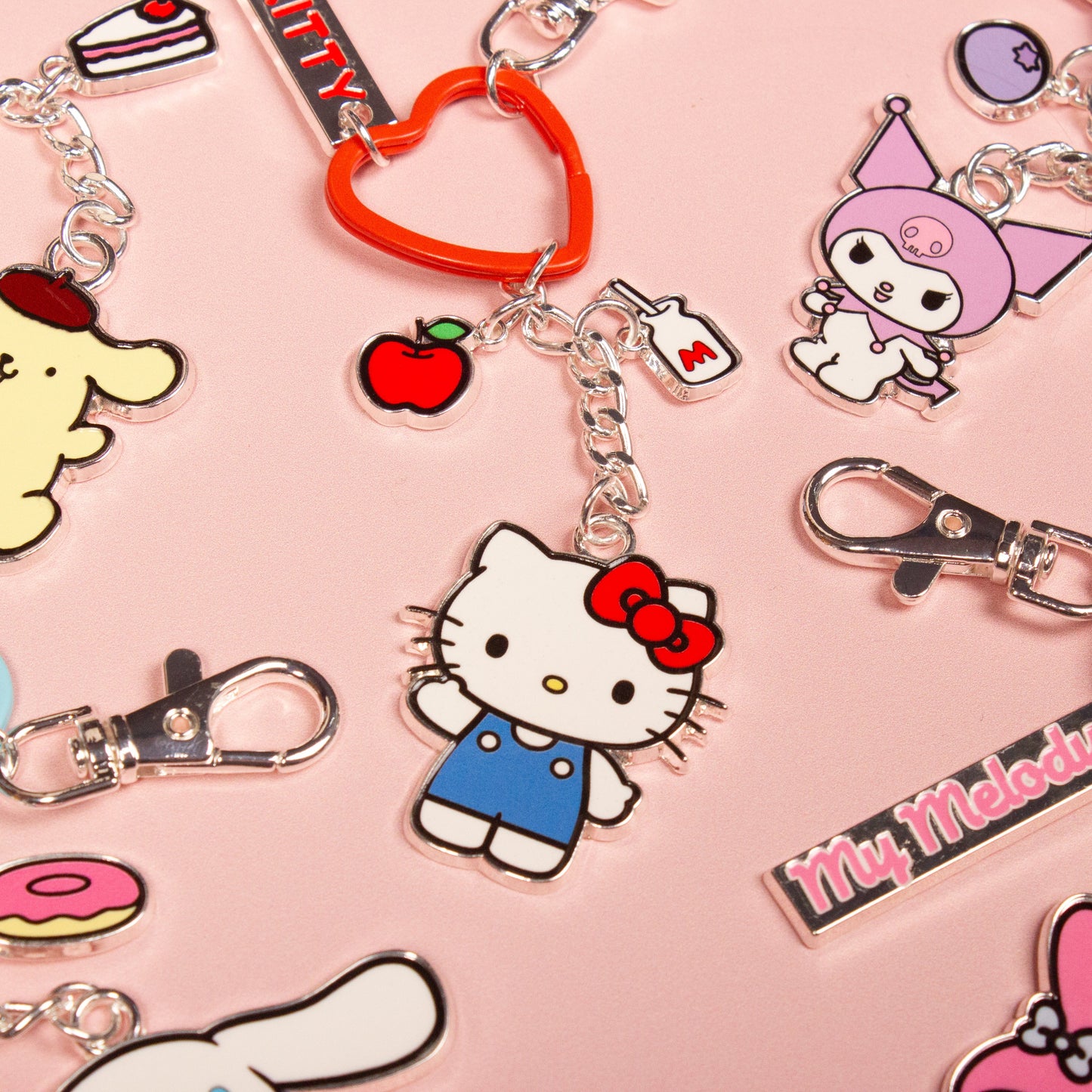 Hello Kitty Pompompurin Keyring with Charms