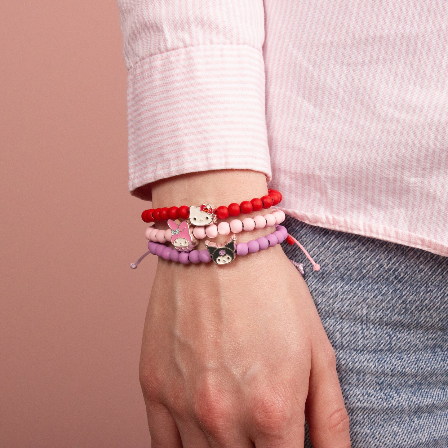 Hello Kitty Red Bead Charm Bracelet with Hello Kitty Charm
