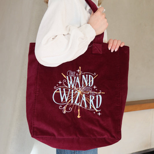 Harry Potter Embroidered Velvet Wand Chooses The Wizard Tote Bag