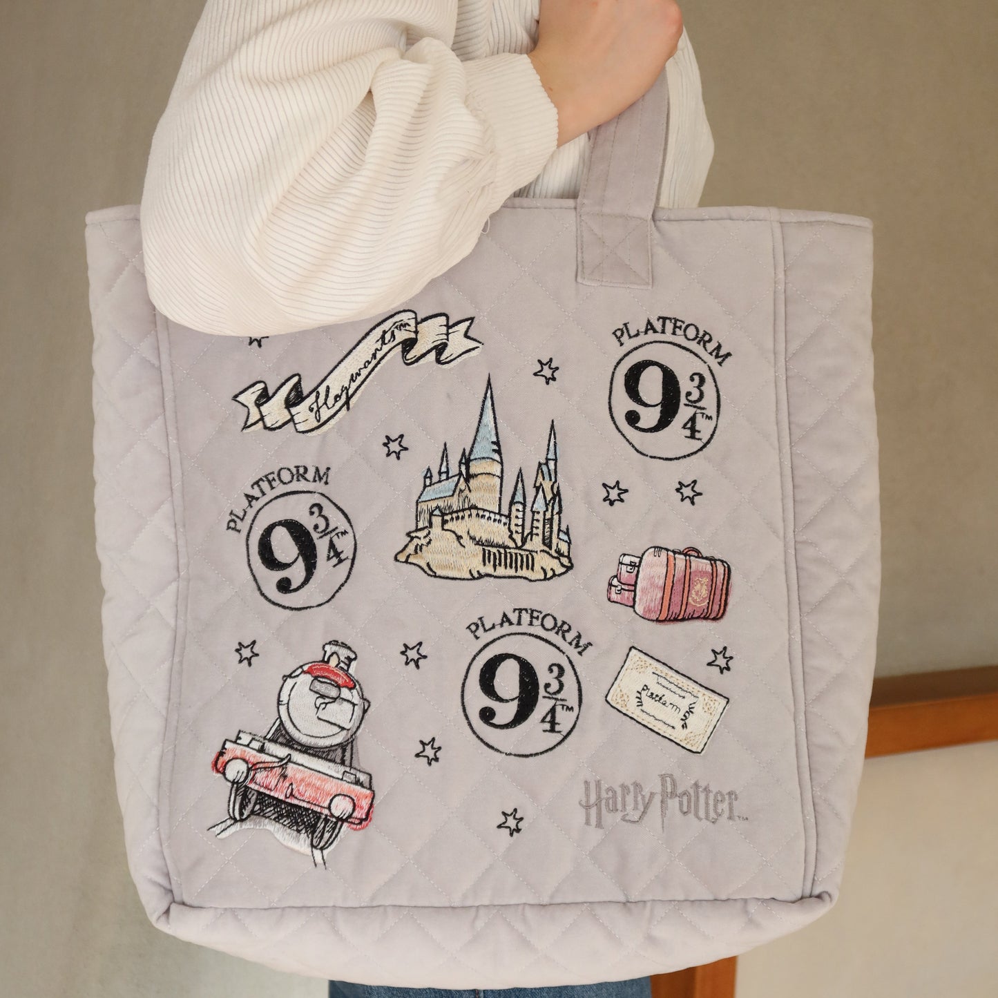 Harry Potter Platform 9 3/4 Embroidered Velvet Tote Bag