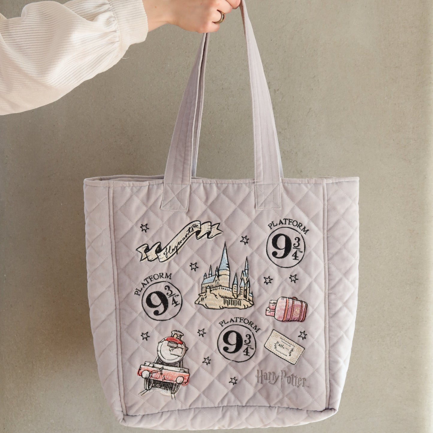 Harry Potter Platform 9 3/4 Embroidered Velvet Tote Bag