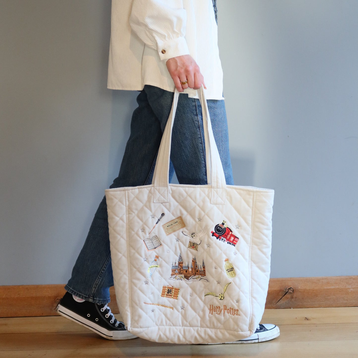 Harry Potter Icon Embroidered Velvet Tote Bag