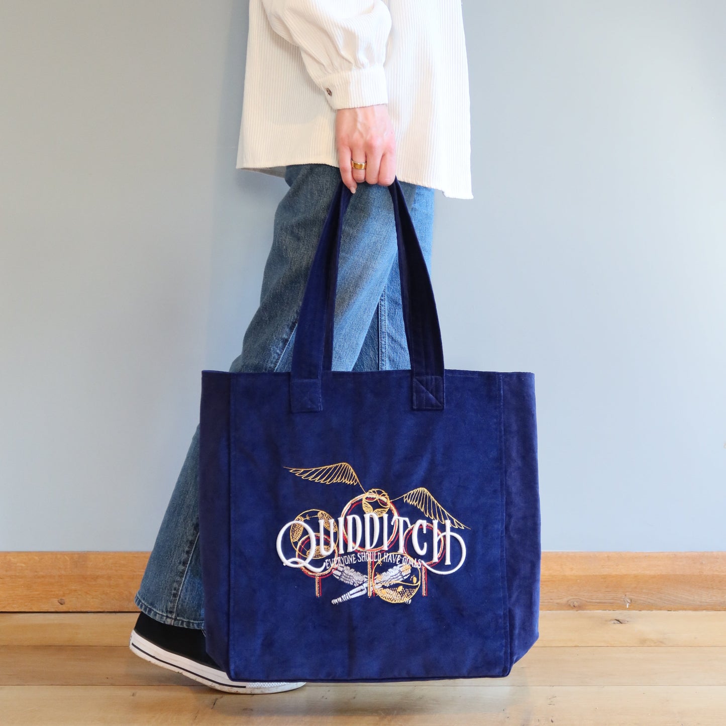 Harry Potter Embroidered Velvet Quidditch Tote Bag