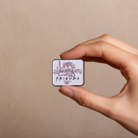 Friends the TV Series Love, Laughter and Friends Pin Badge - White