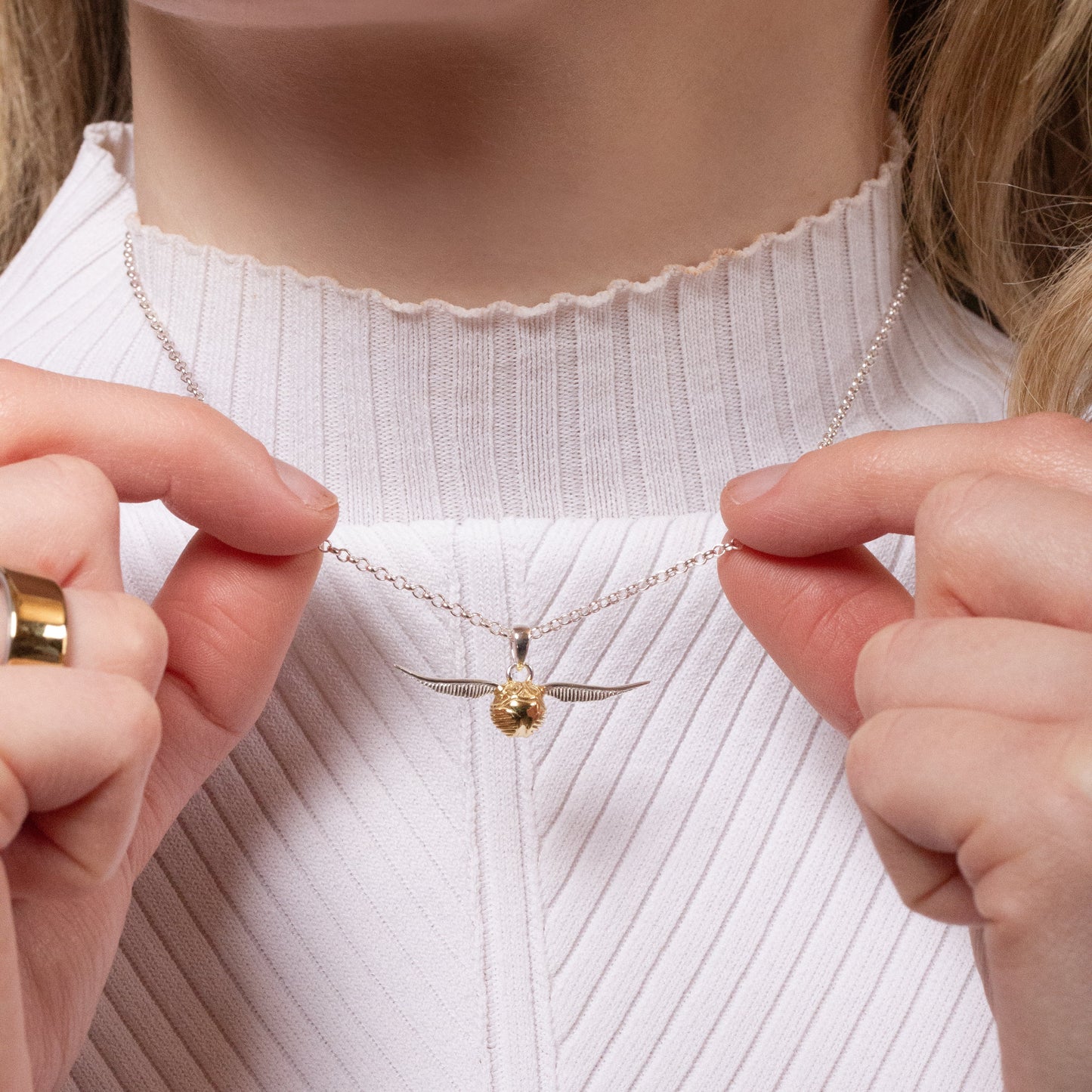 Harry Potter Golden Snitch Charm Necklace in Sterling Silver - Silver