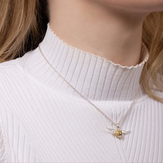Harry Potter Golden Snitch Charm Necklace in Sterling Silver - Silver