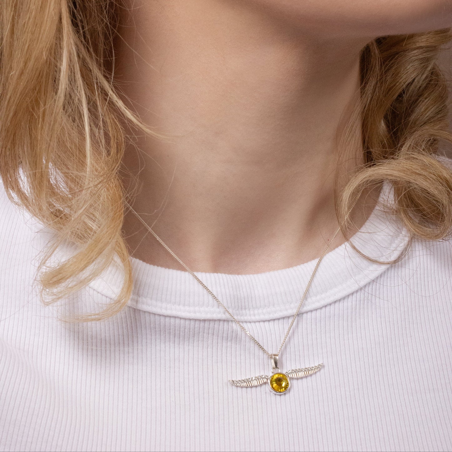 Harry Potter Golden Snitch Necklace Embellished with Crystals - Sterling Silver