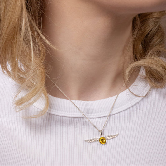 Harry Potter Golden Snitch Necklace Embellished with Crystals - Sterling Silver