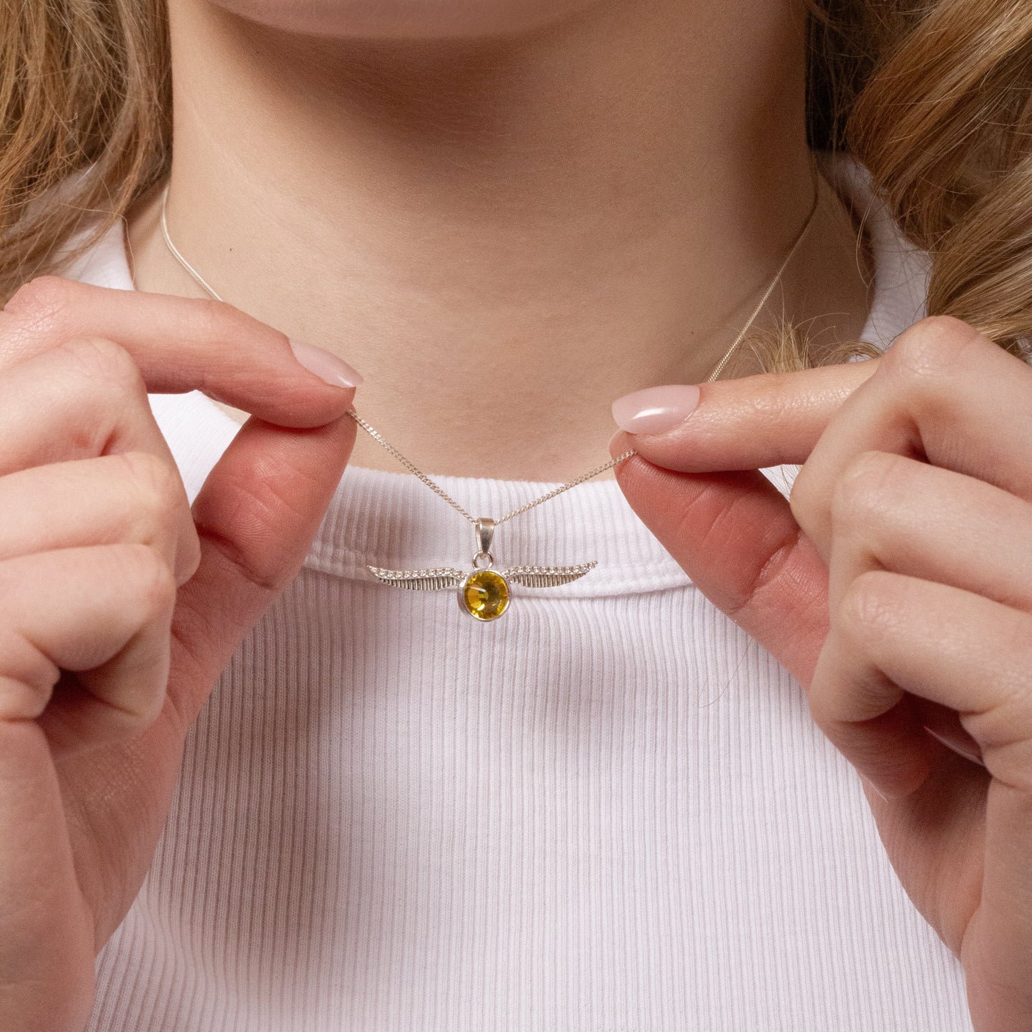 Harry Potter Golden Snitch Necklace Embellished with Crystals - Sterling Silver