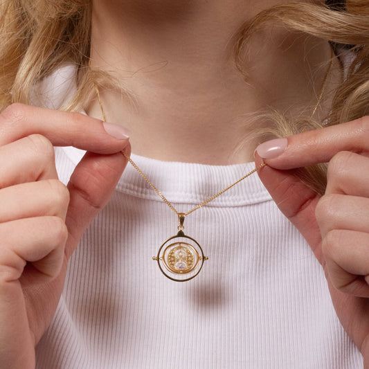 Harry Potter  Time Turner Necklace Embellished with Crystals - Gold Plated Sterling Silver
