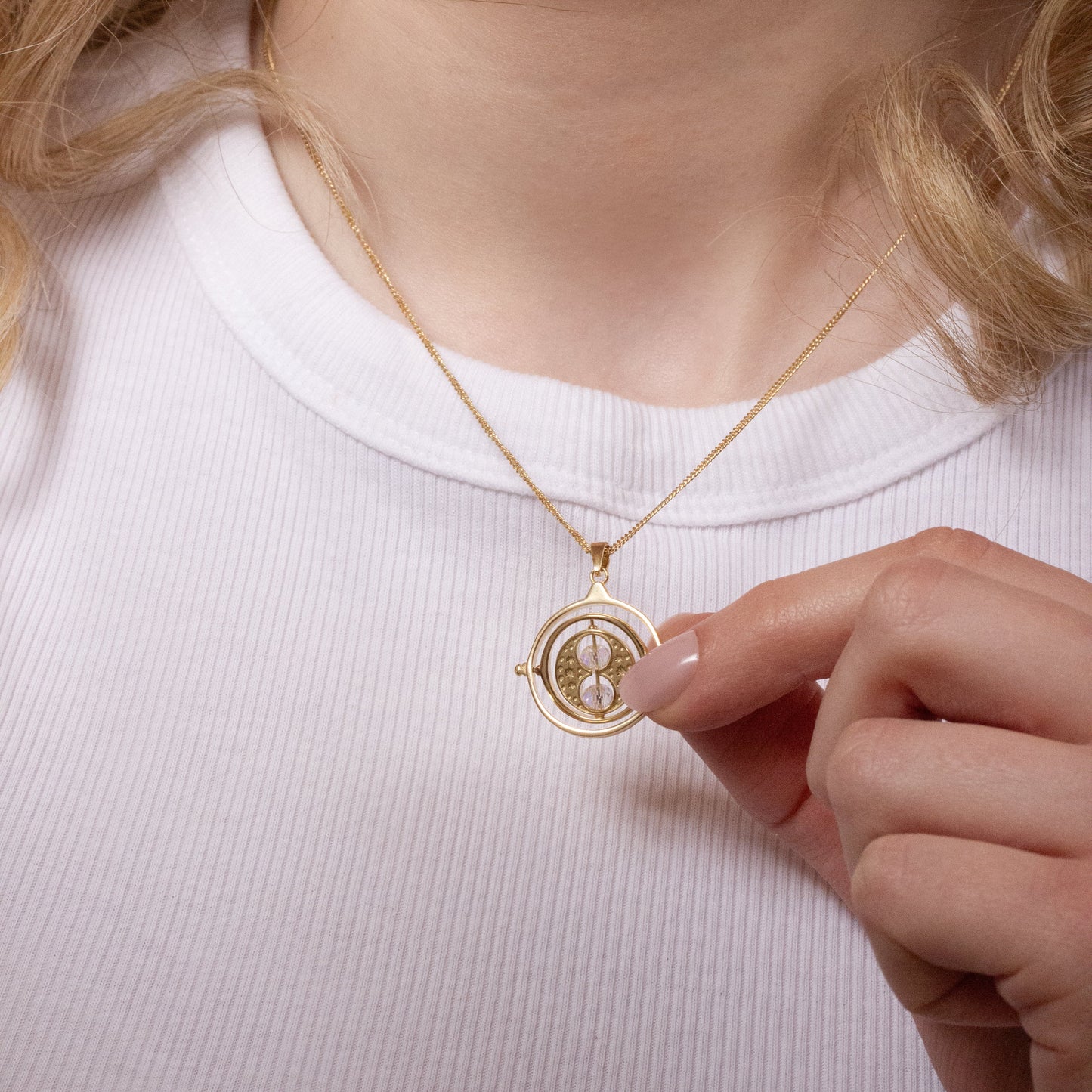 Harry Potter  Time Turner Necklace Embellished with Crystals - Gold Plated Sterling Silver