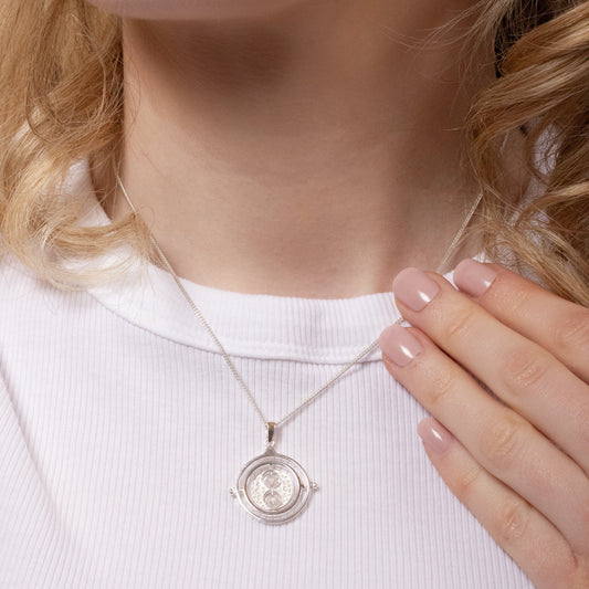 Harry Potter Time Turner Necklace Embellished with Crystals - Sterling Silver