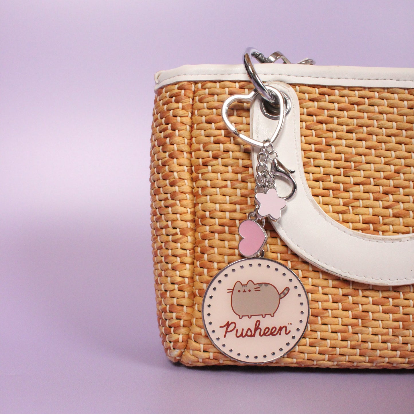Pusheen the Cat Pink Name Keyring with Mini Charms