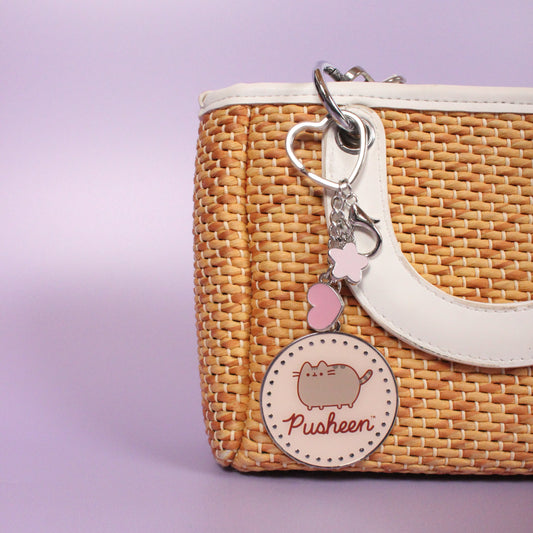 Pusheen the Cat Pink Name Keyring with Mini Charms
