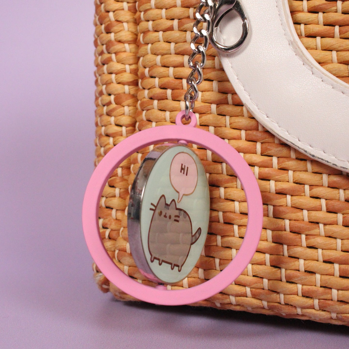 Pusheen the Cat "Hi , Bye" Spinning Keyring