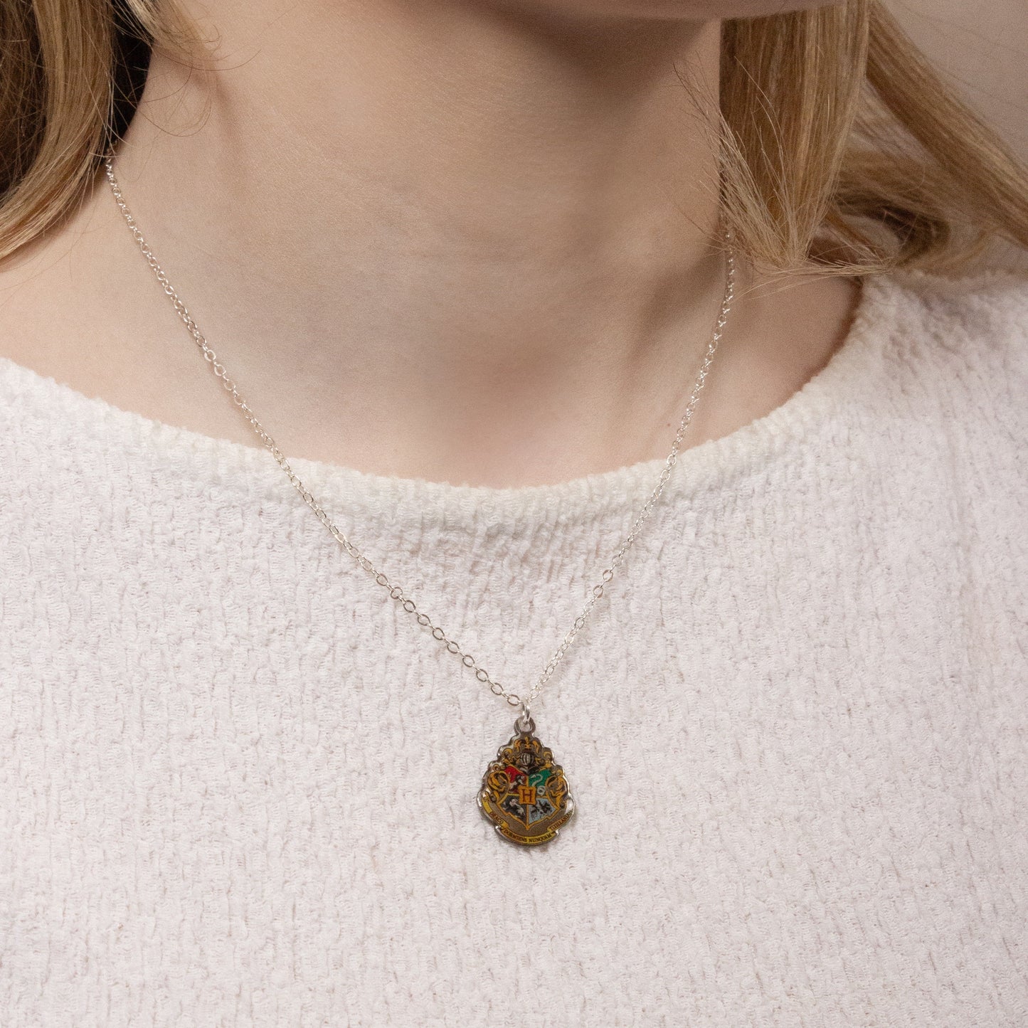 Harry Potter  Hogwarts Crest Necklace - Silver